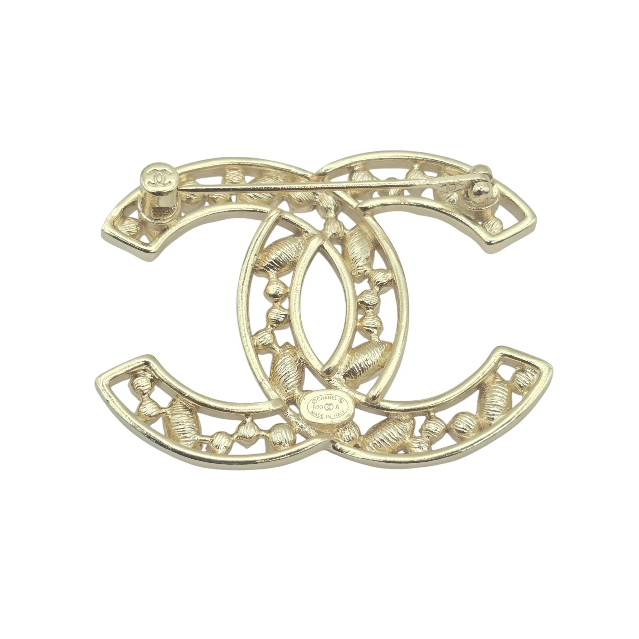 Chanel CC Gold/Crystal Brooch 2020 CHANEL
