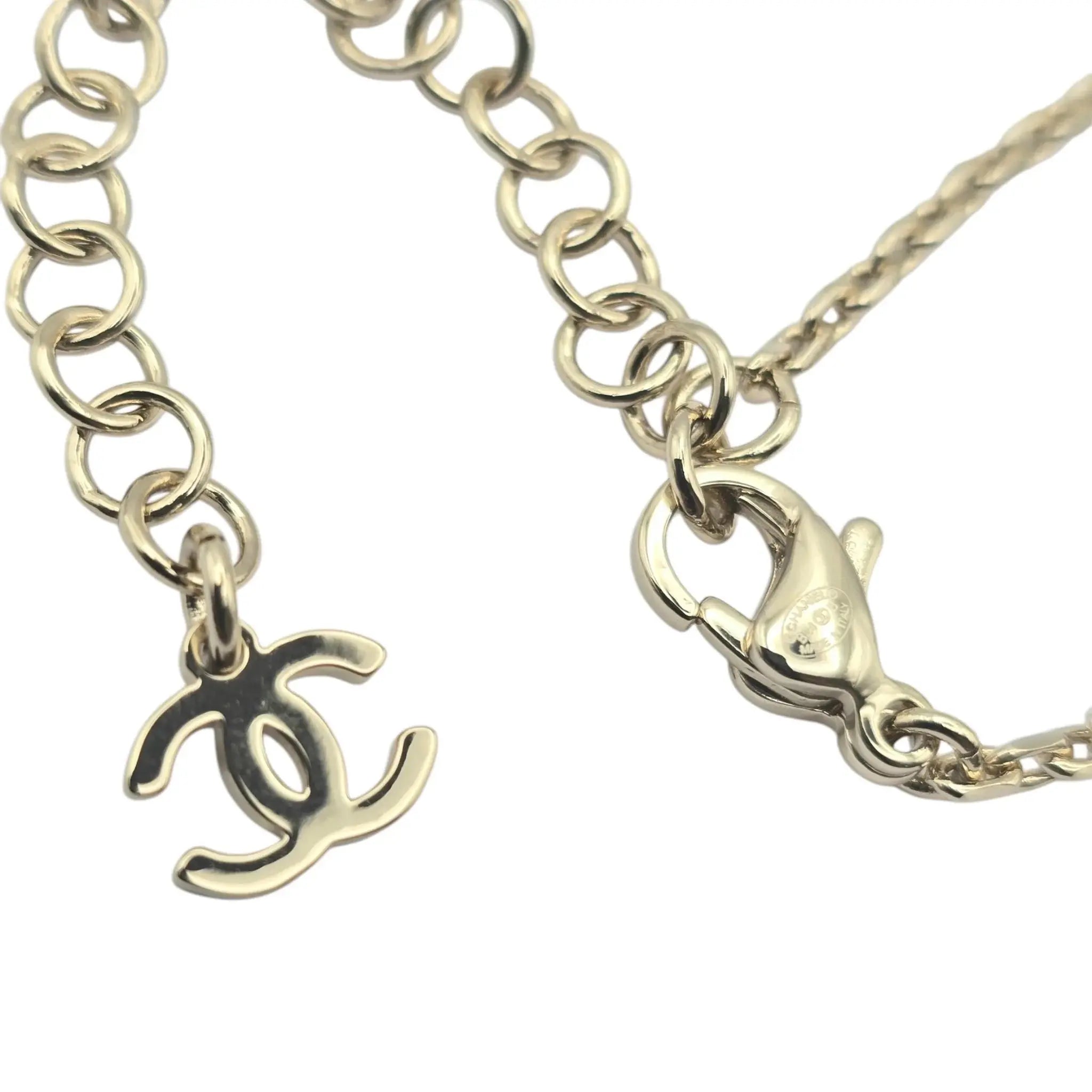 Chanel CC Gold Round Crystal Pendant Necklace 2024 CHANEL