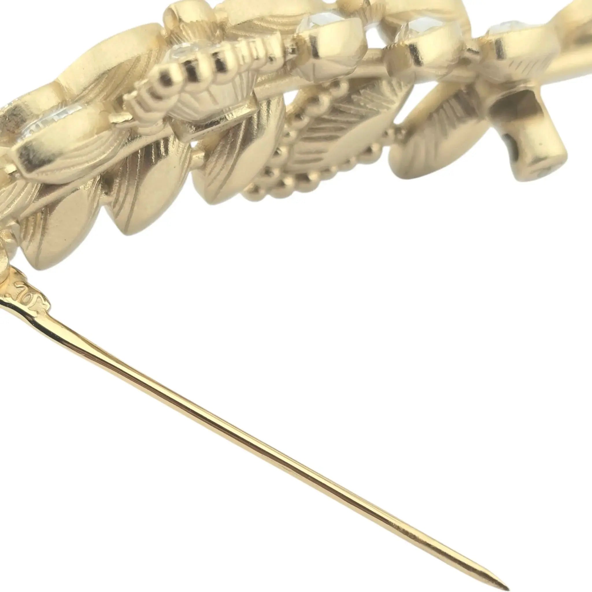 Chanel CC Gold Crystal Leaf Brooch 2024 CHANEL