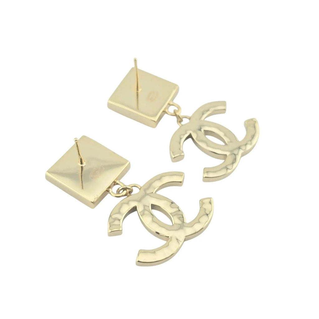 Chanel Gold Crystal-Embellished CC Drop B23P Earrings 2023 BIJOUX HEAVEN