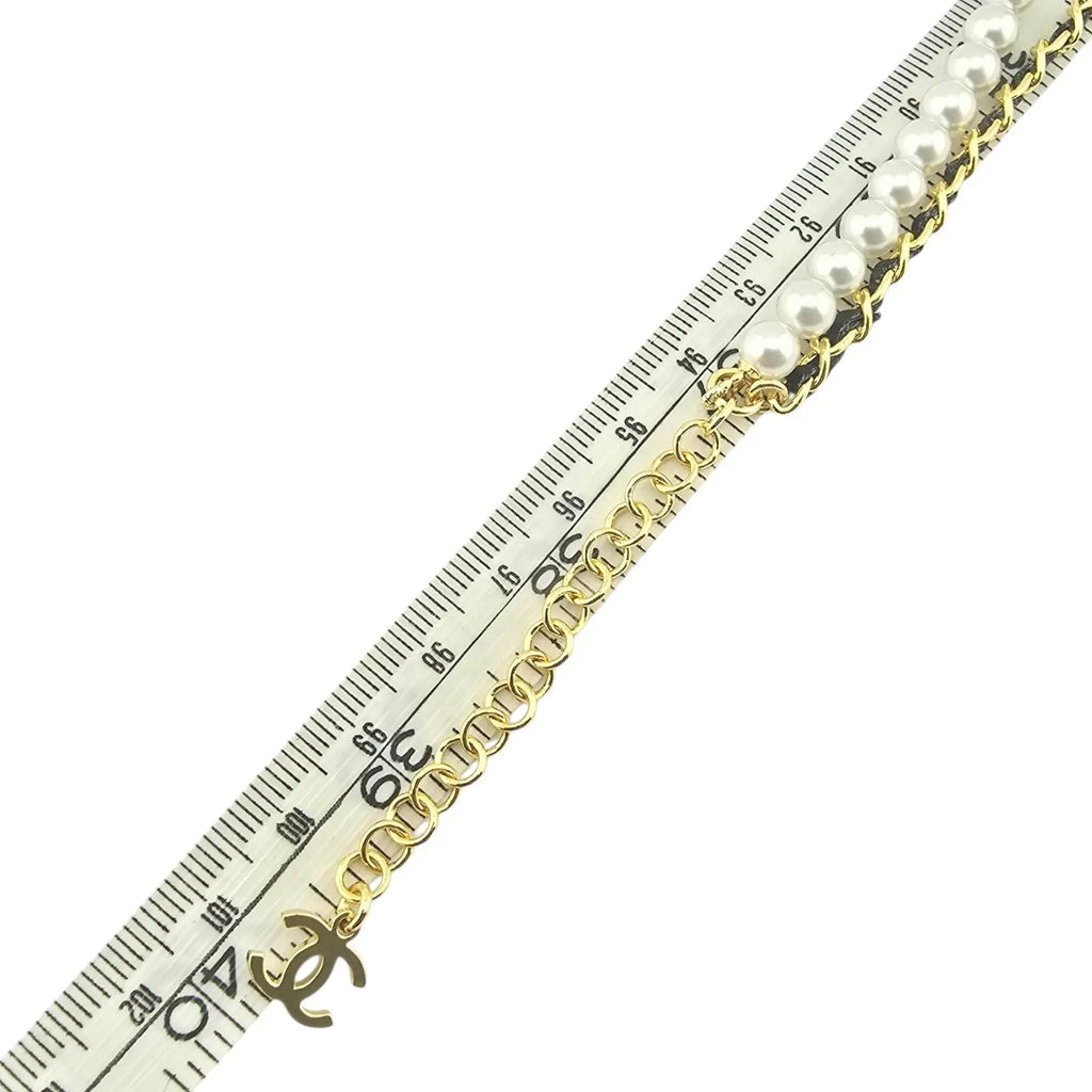Chanel CC Long Faux Pearl Leather Necklace 2024 CHANEL