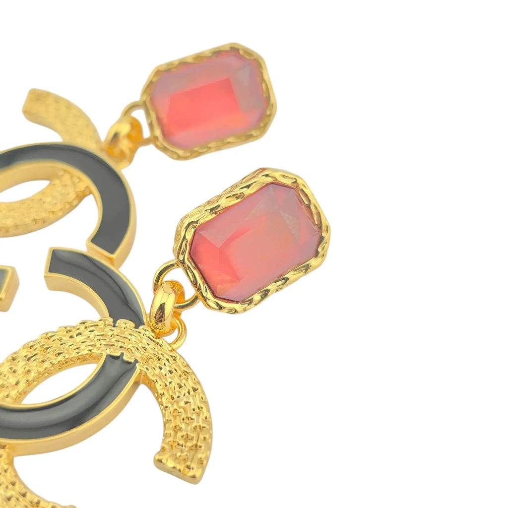 Chanel CC Pendant Gold Red Drop Earrings 2024 CHANEL