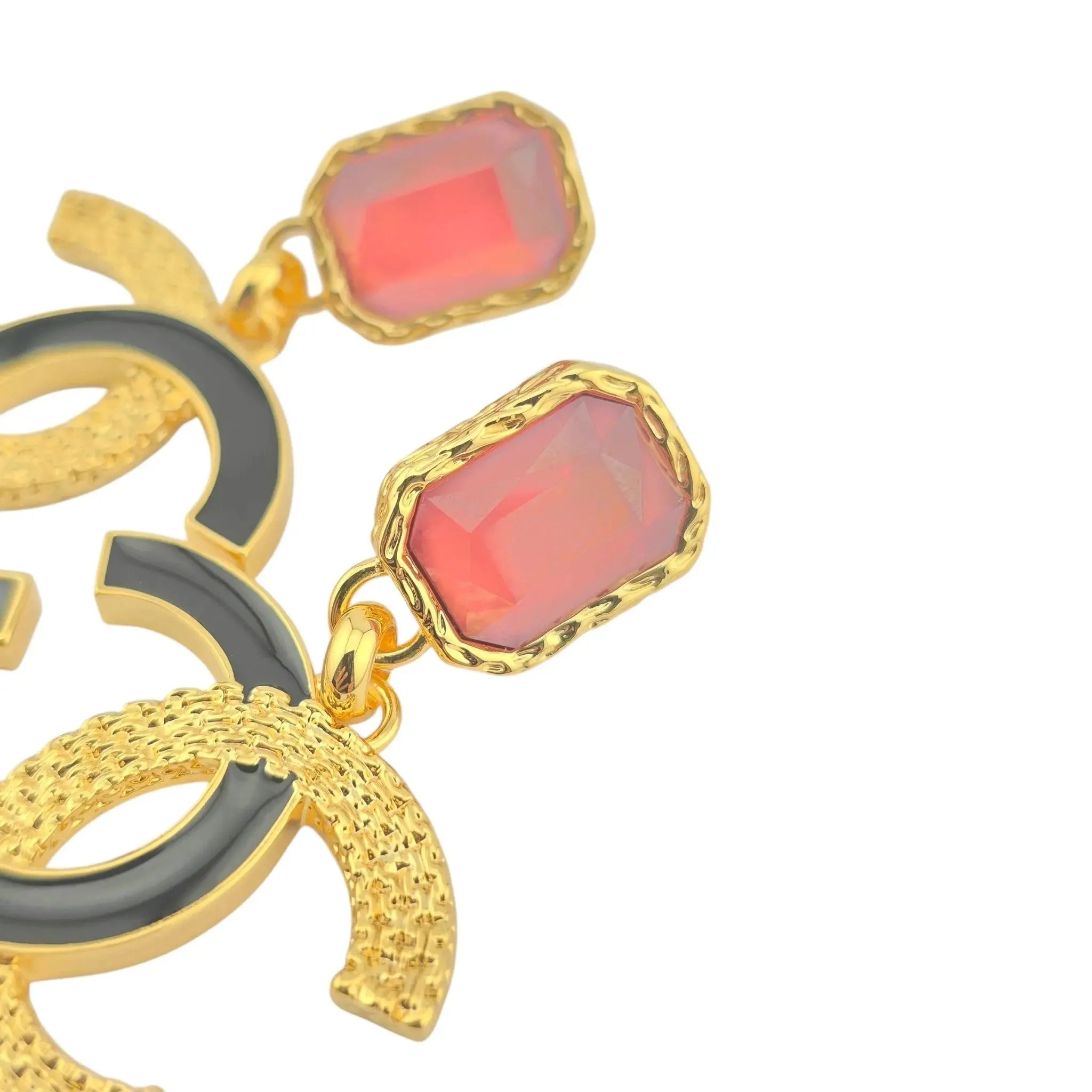 Chanel CC Pendant Gold Red Drop Earrings 2024 CHANEL