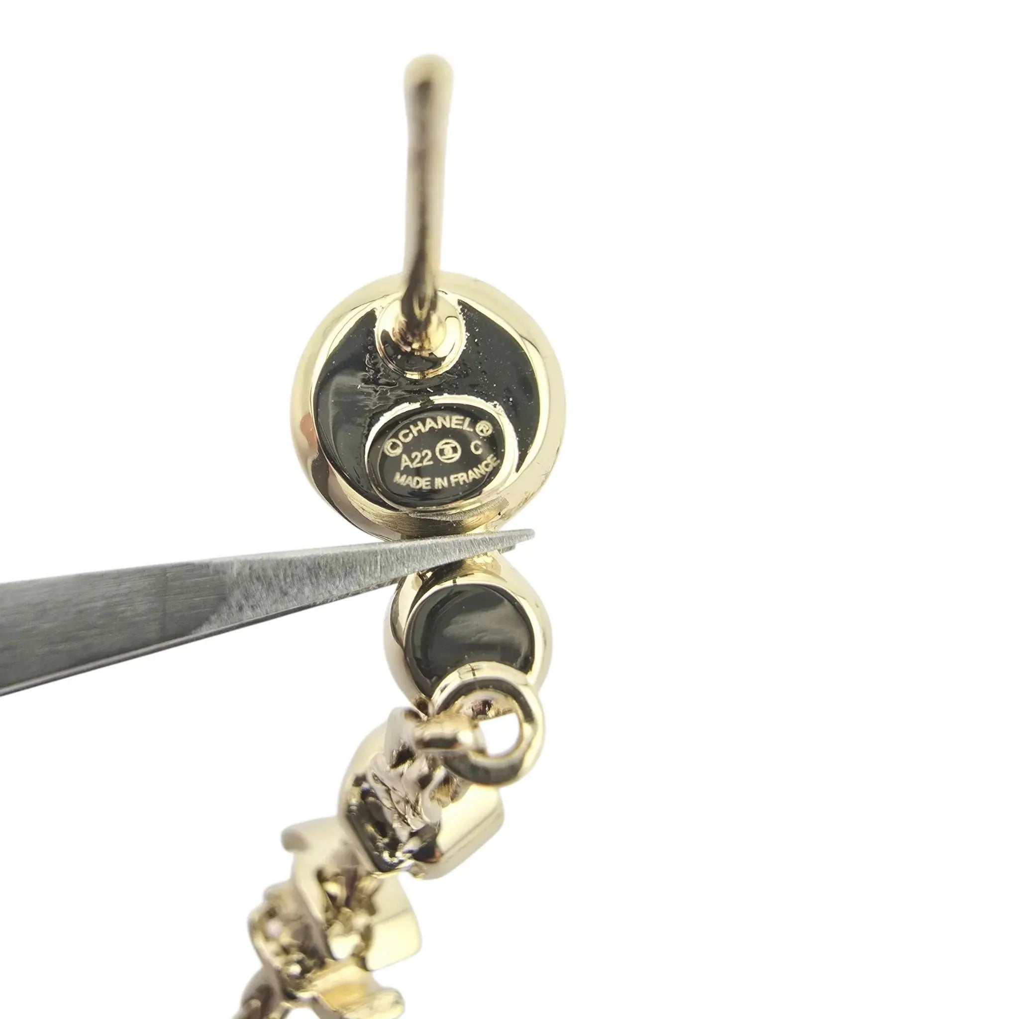 Chanel CC Drop Crystal Faux Pearls Gold Earrings 2022 CHANEL