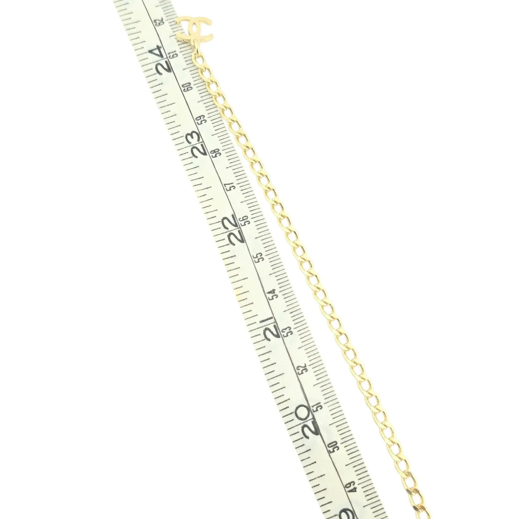 Chanel CC Gold White Enamel Pendant Necklace A22 CHANEL