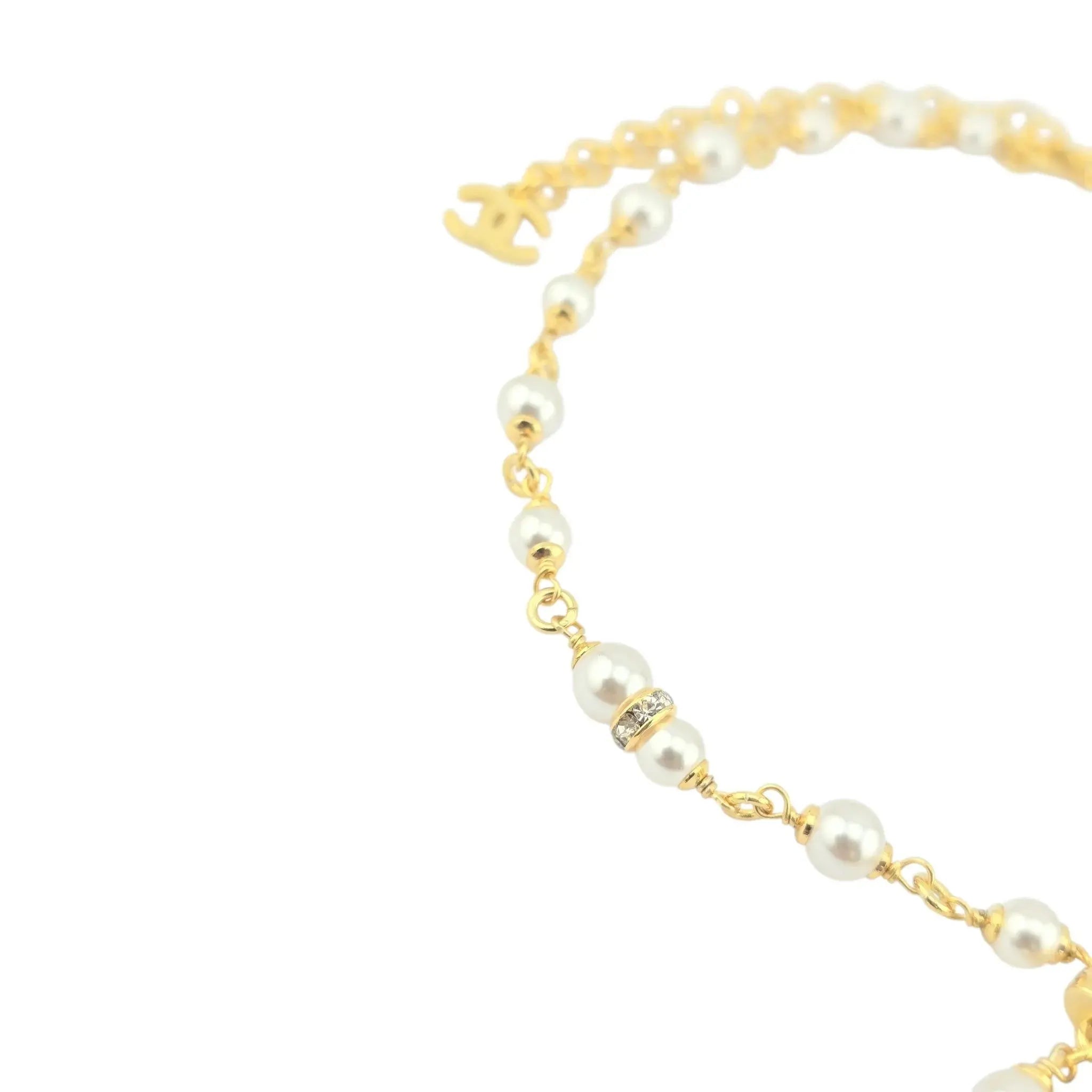 Chanel CC Faux Pearl Leather Gold Necklace 2024 CHANEL