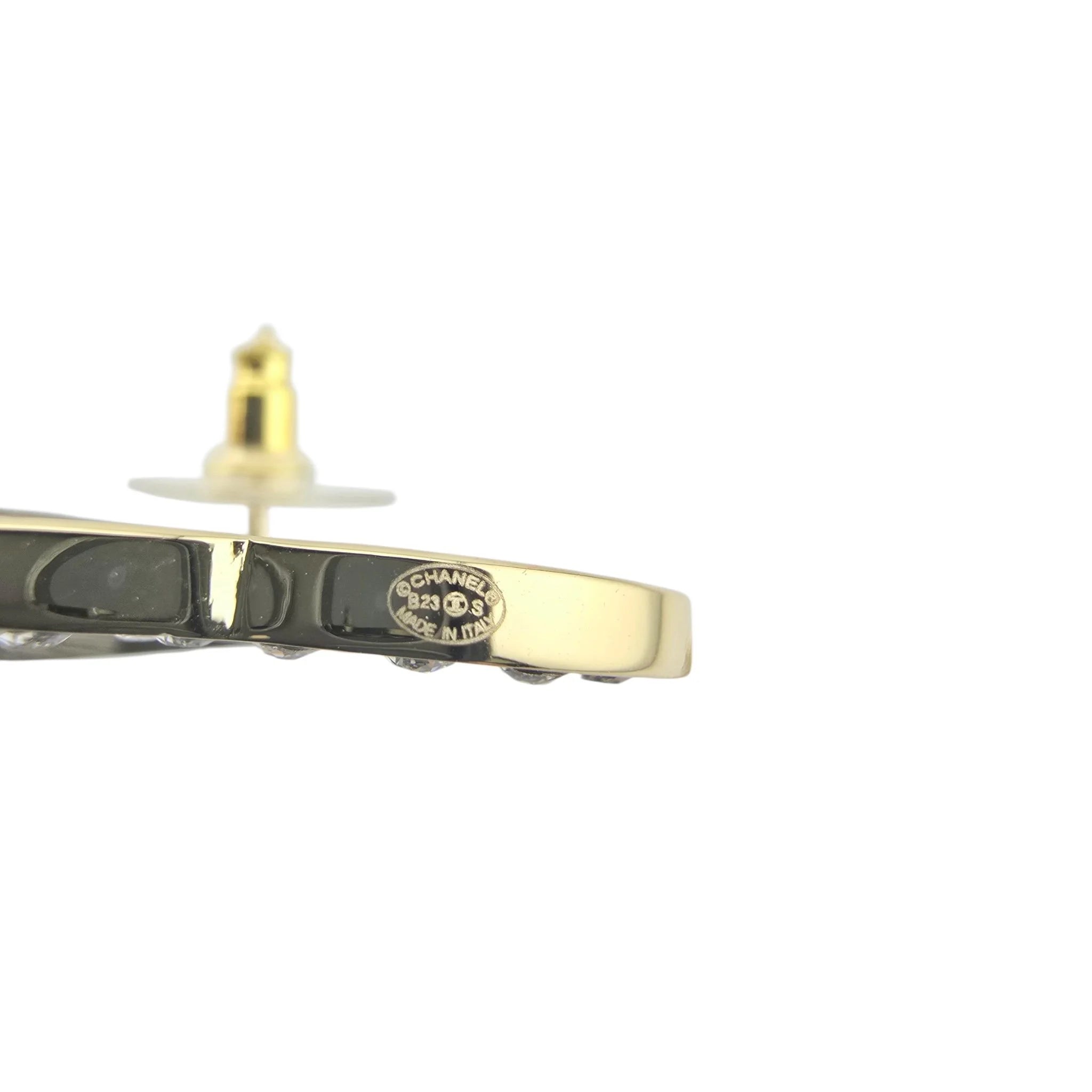 Chanel CC 23S Gold Crystal Stud Earrings CHANEL