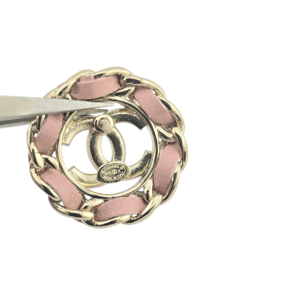 Chanel CC Round Pink Lambskin Earrings 2022 CHANEL
