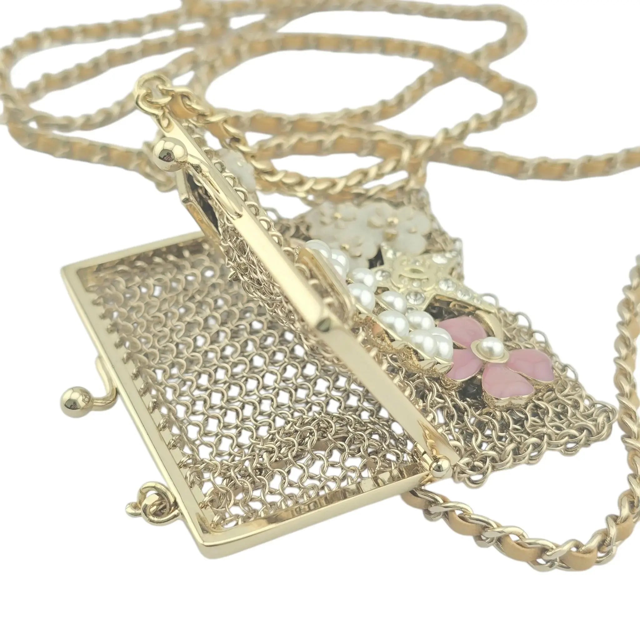 Chanel CC Gold Metal Chain Embellished Mini Frame Pouch CHANEL