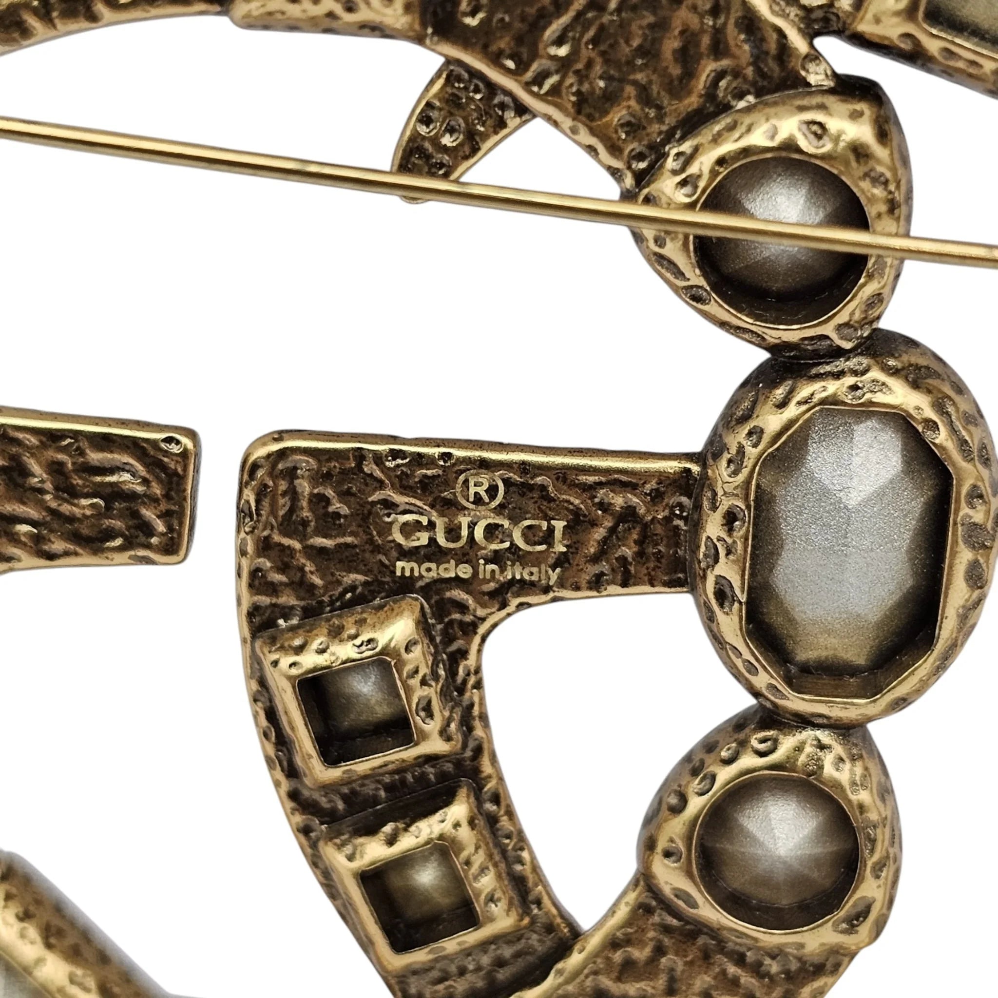 GUCCI Crystal Double G Multicolour Crystal Brooch GUCCI
