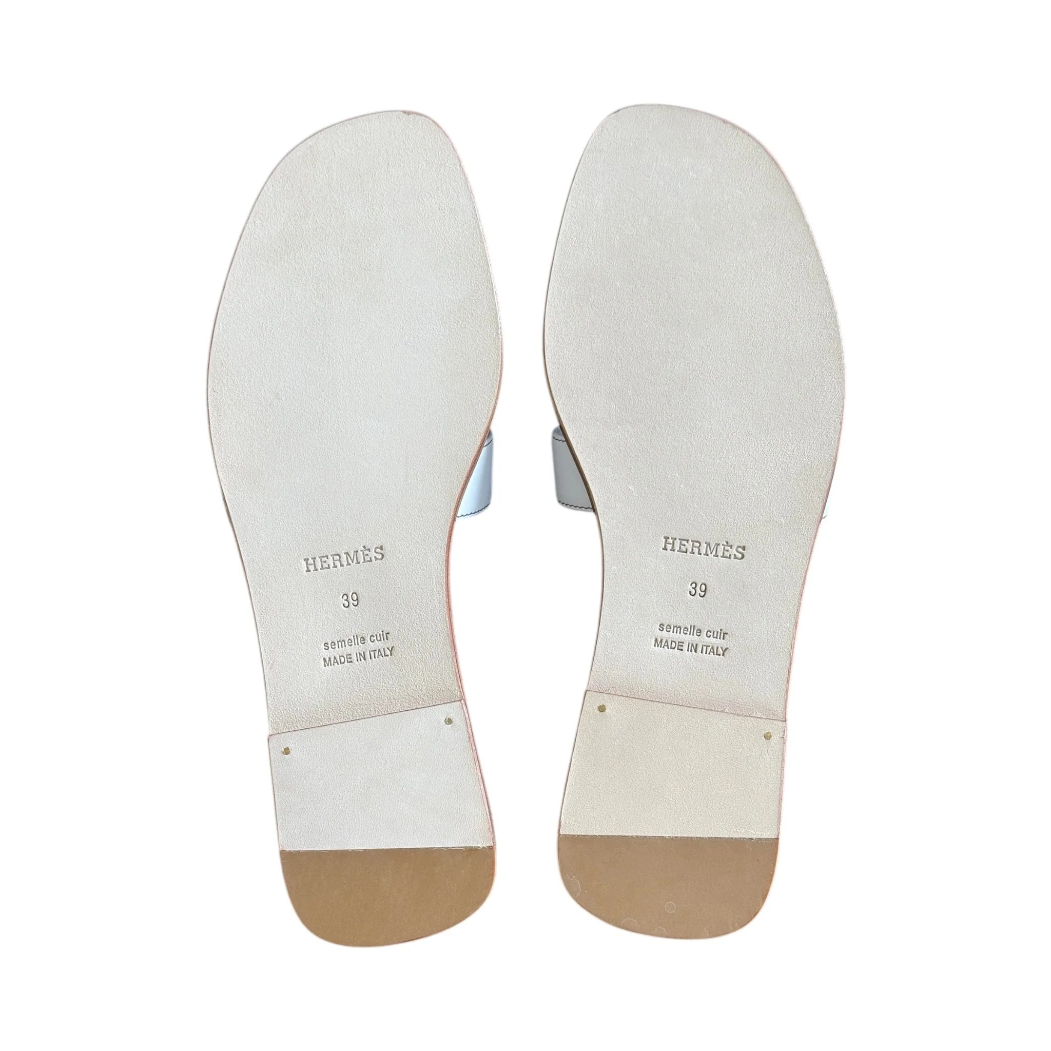 Hermes Oran Sandal White Blanc - 39 UK 6 HERMES