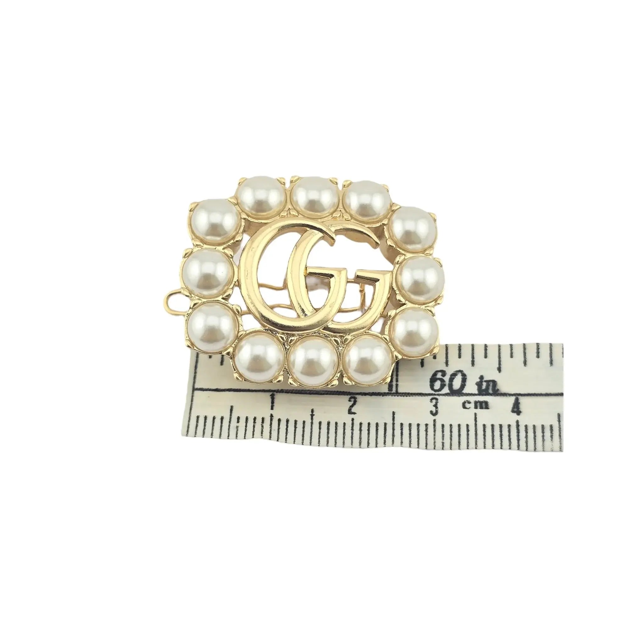 GUCCI Pearl Double G Hair Clip Aged Gold GUCCI