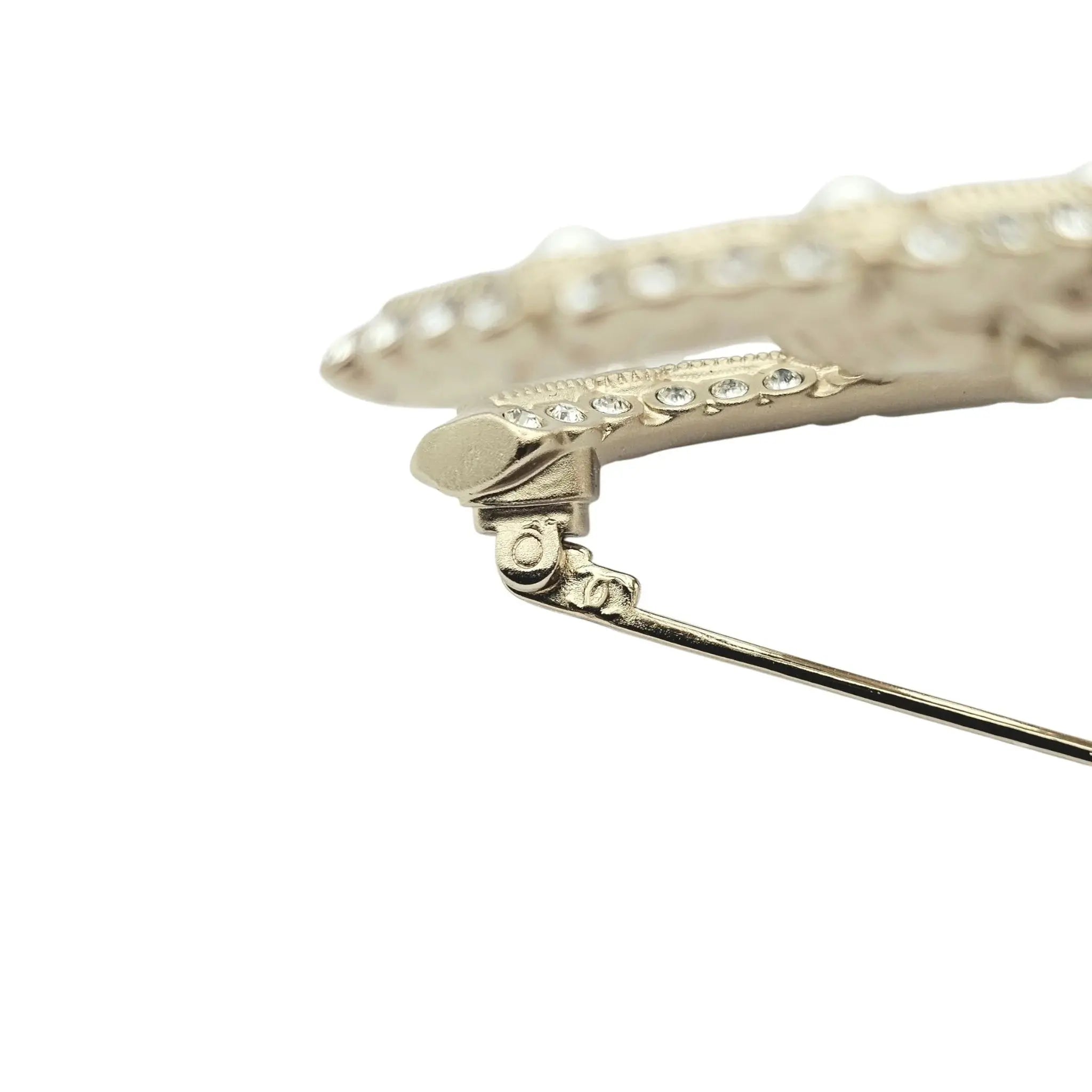 Chanel CC Crystal Pearl Brooch 22K CHANEL