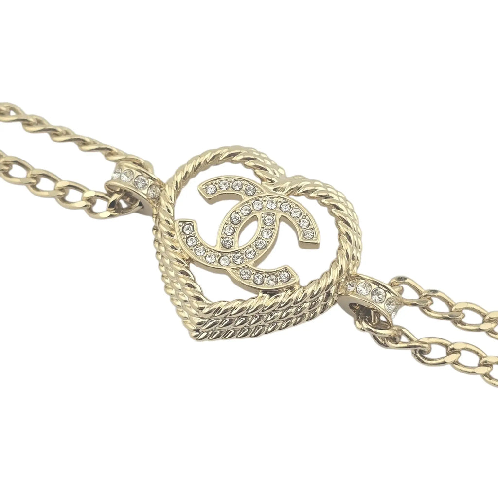 Chanel CC Heart Pendant Choker Necklace B24 CHANEL