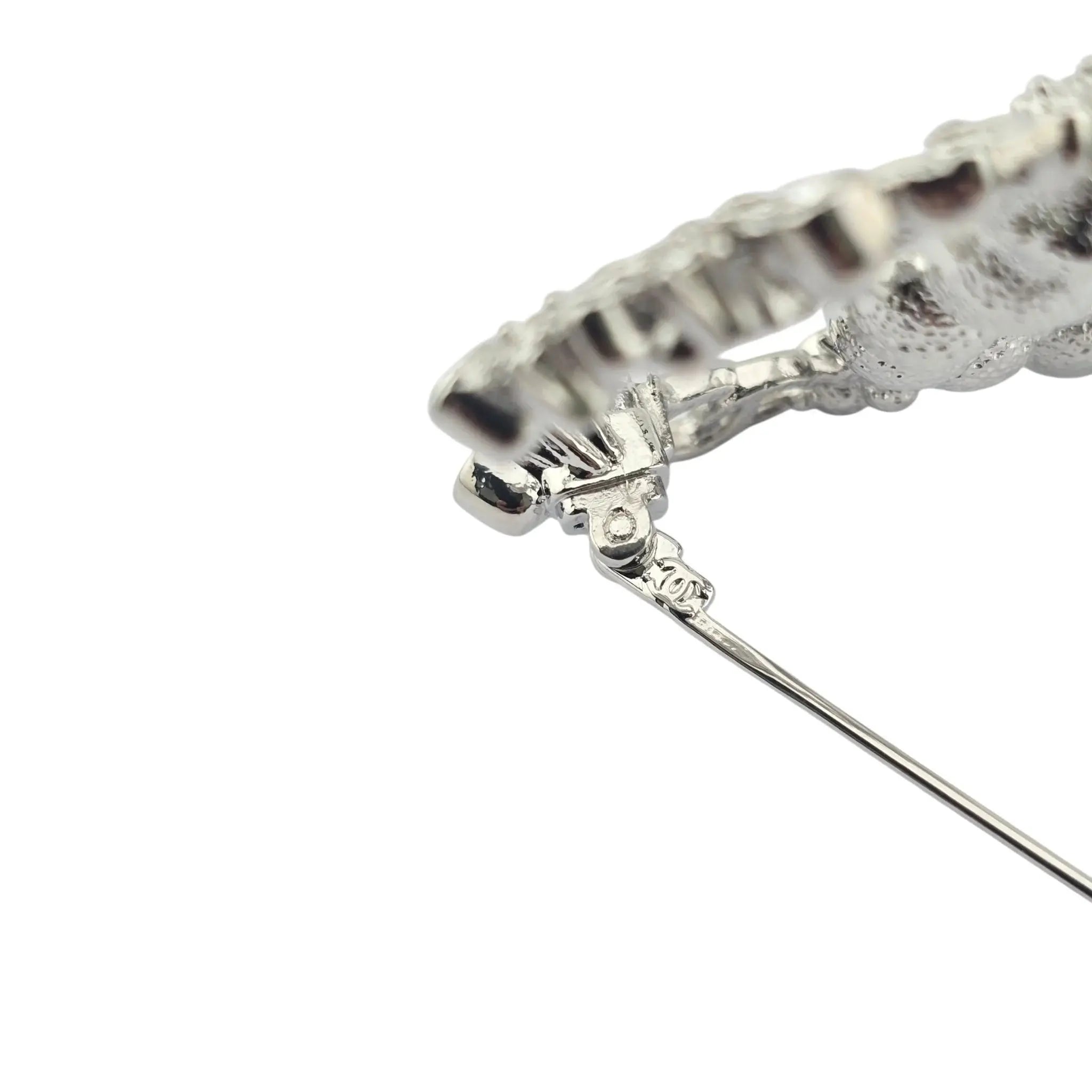 Chanel CC Crystal Pearl Star 5 Brooch Silver Pearly White B23 CHANEL