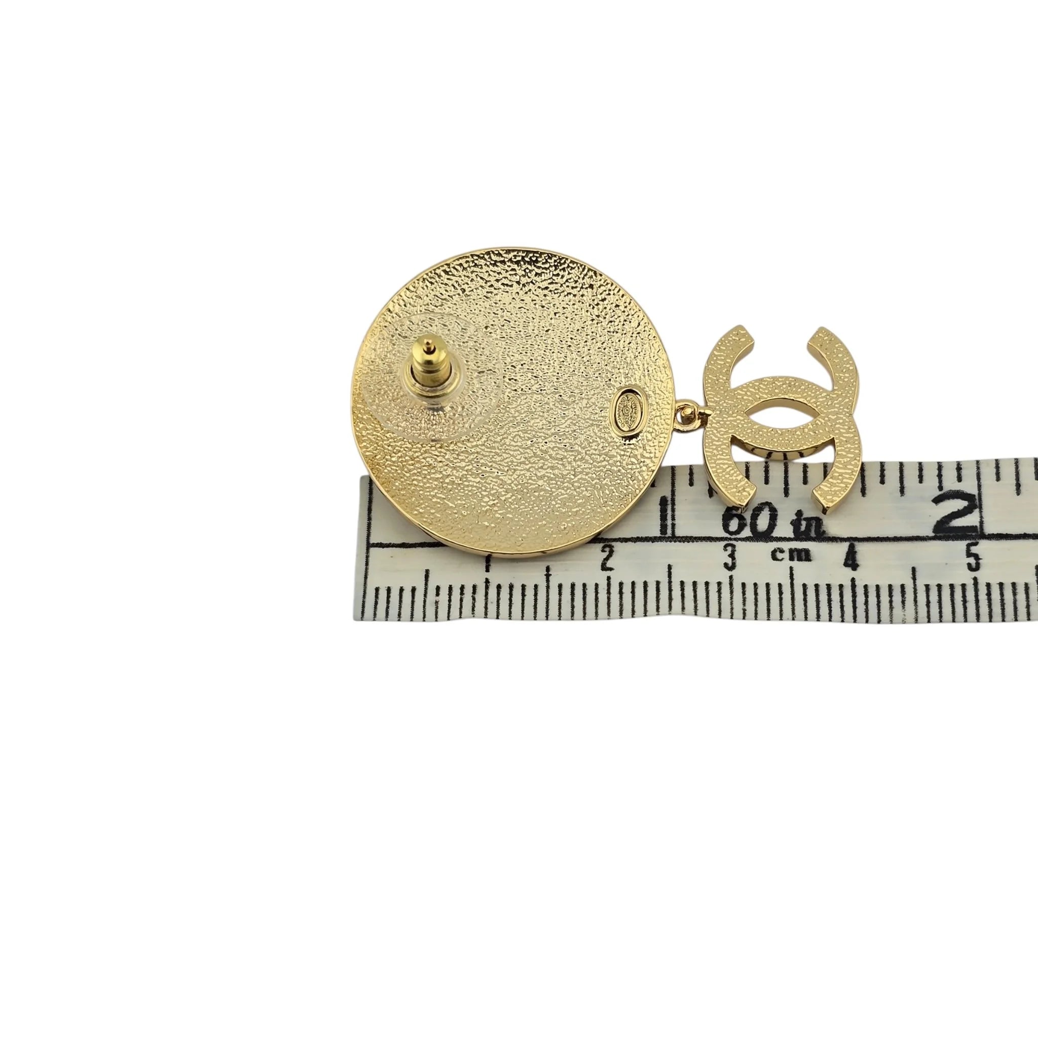 Chanel CC Round Gold Drop Earrings 2024 CHANEL