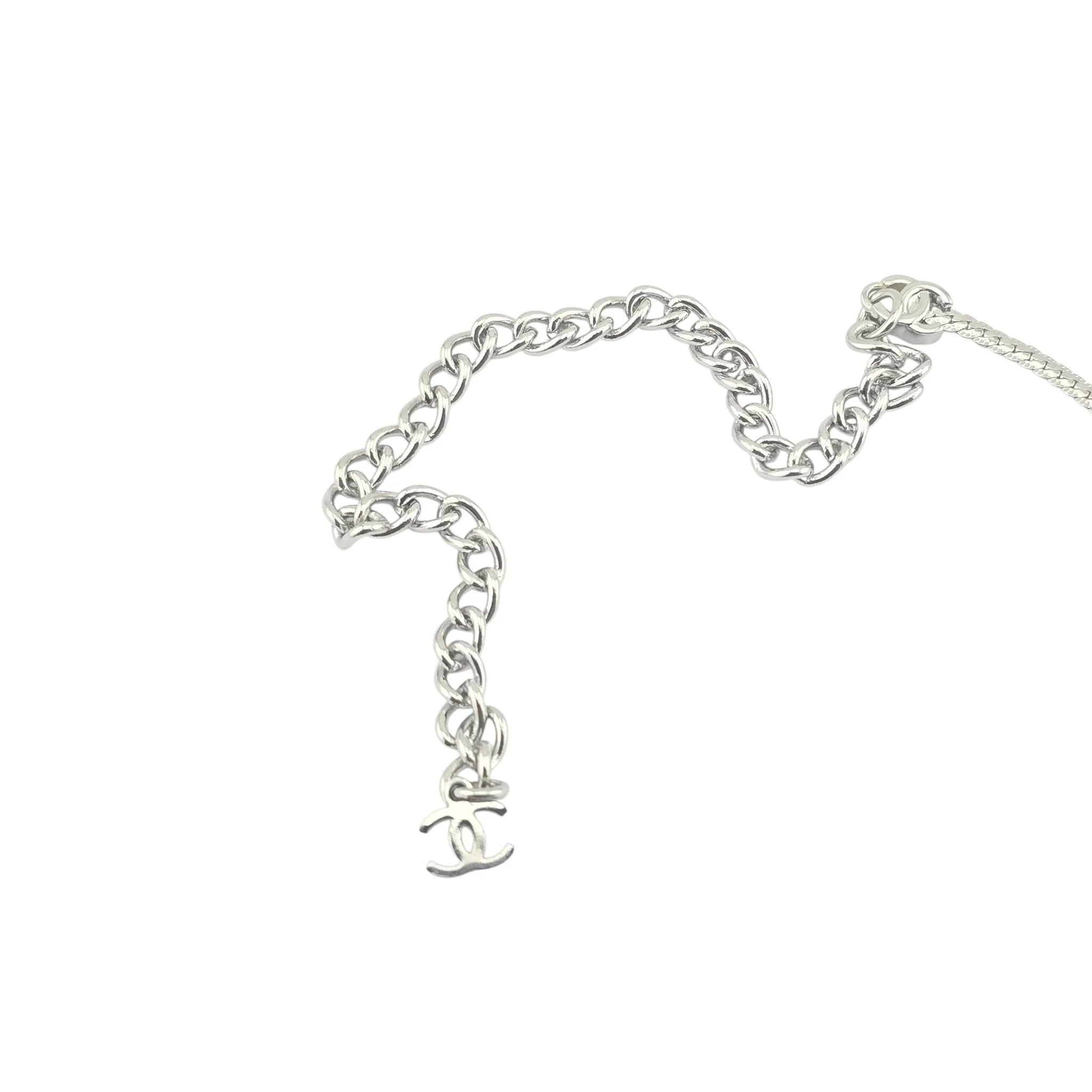 Chanel CC Metal Thin Silver Necklace 2024 CHANEL