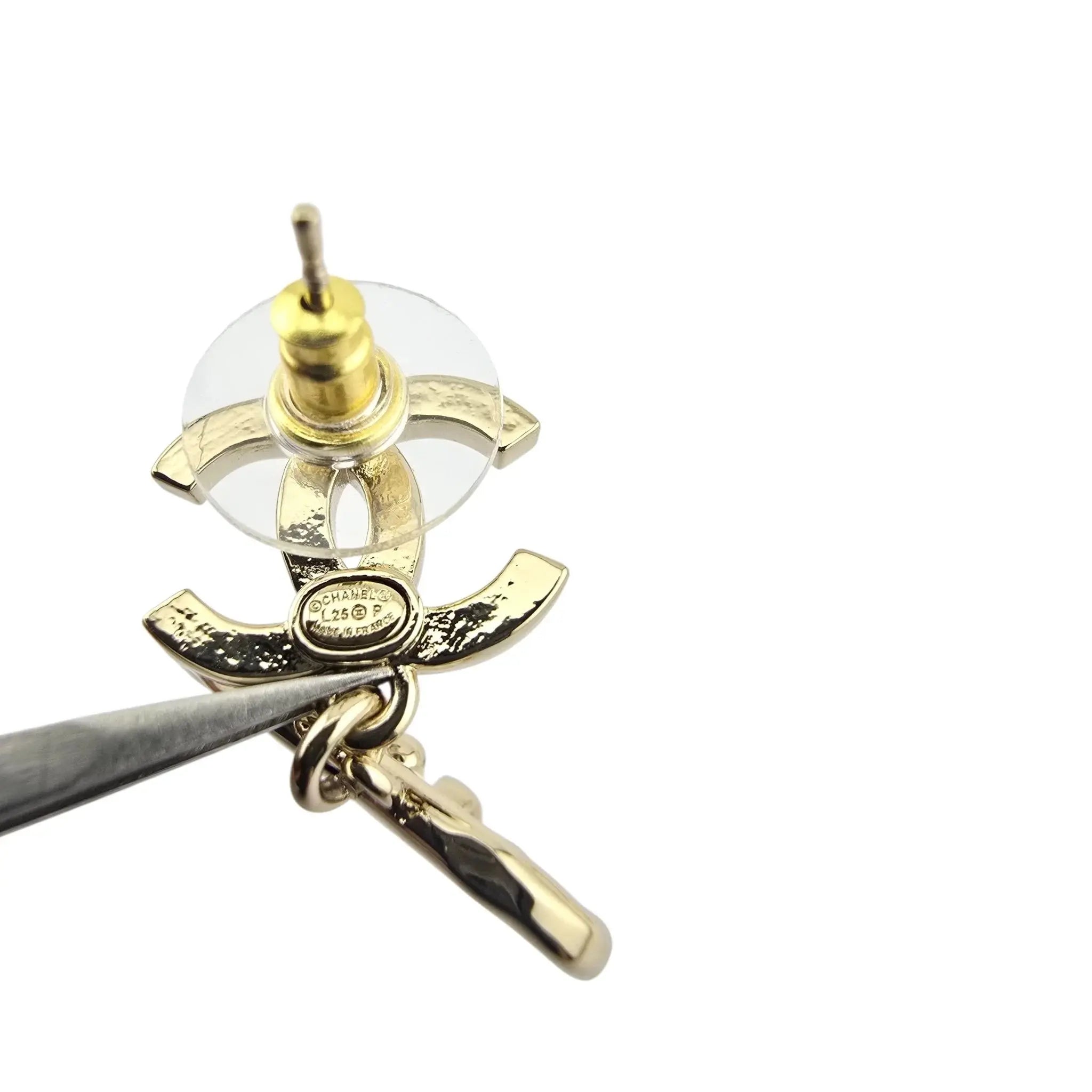 Chanel CC Heart Bow Drop Earrings 2025 CHANEL