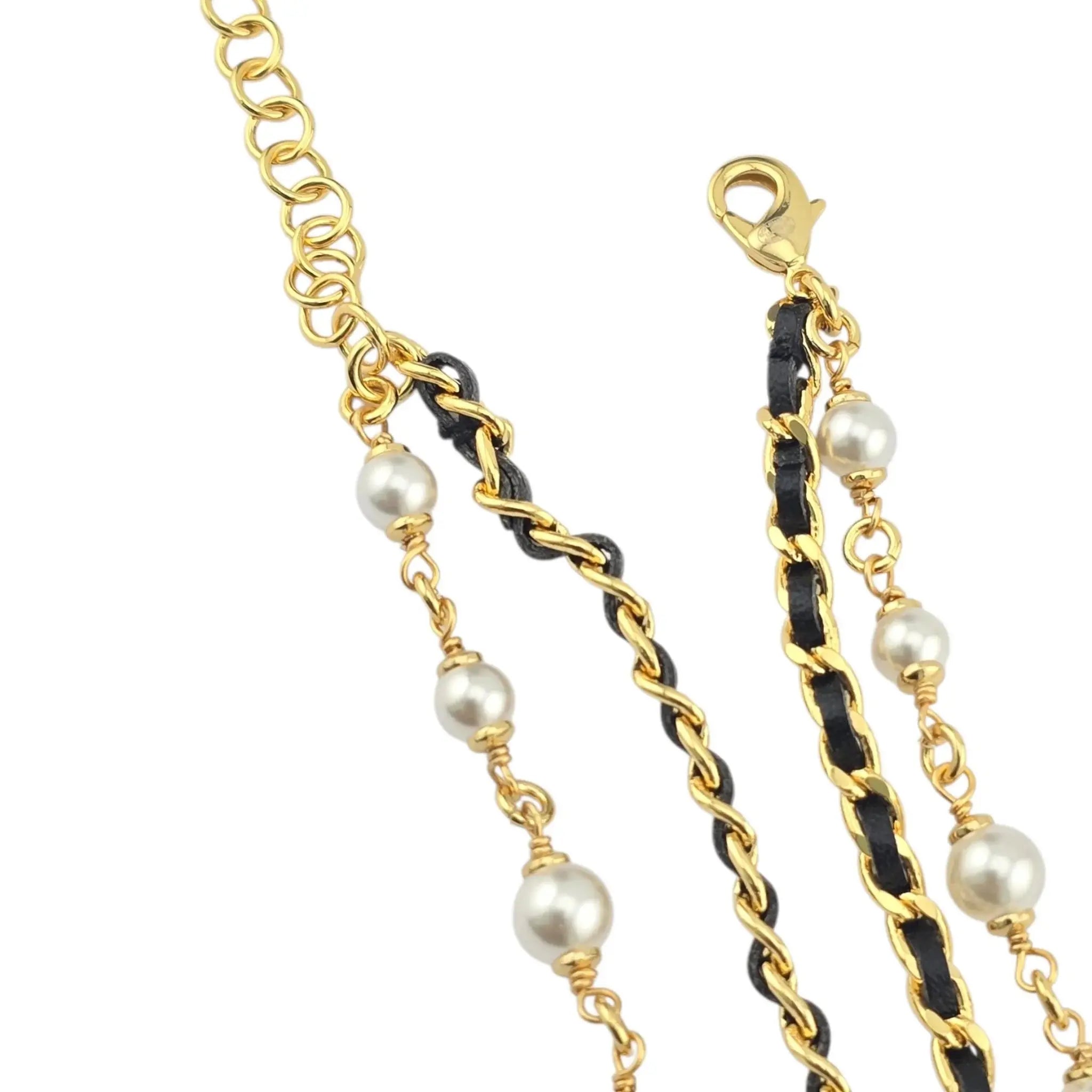 Chanel CC Faux Pearl Leather Necklace 2024 CHANEL