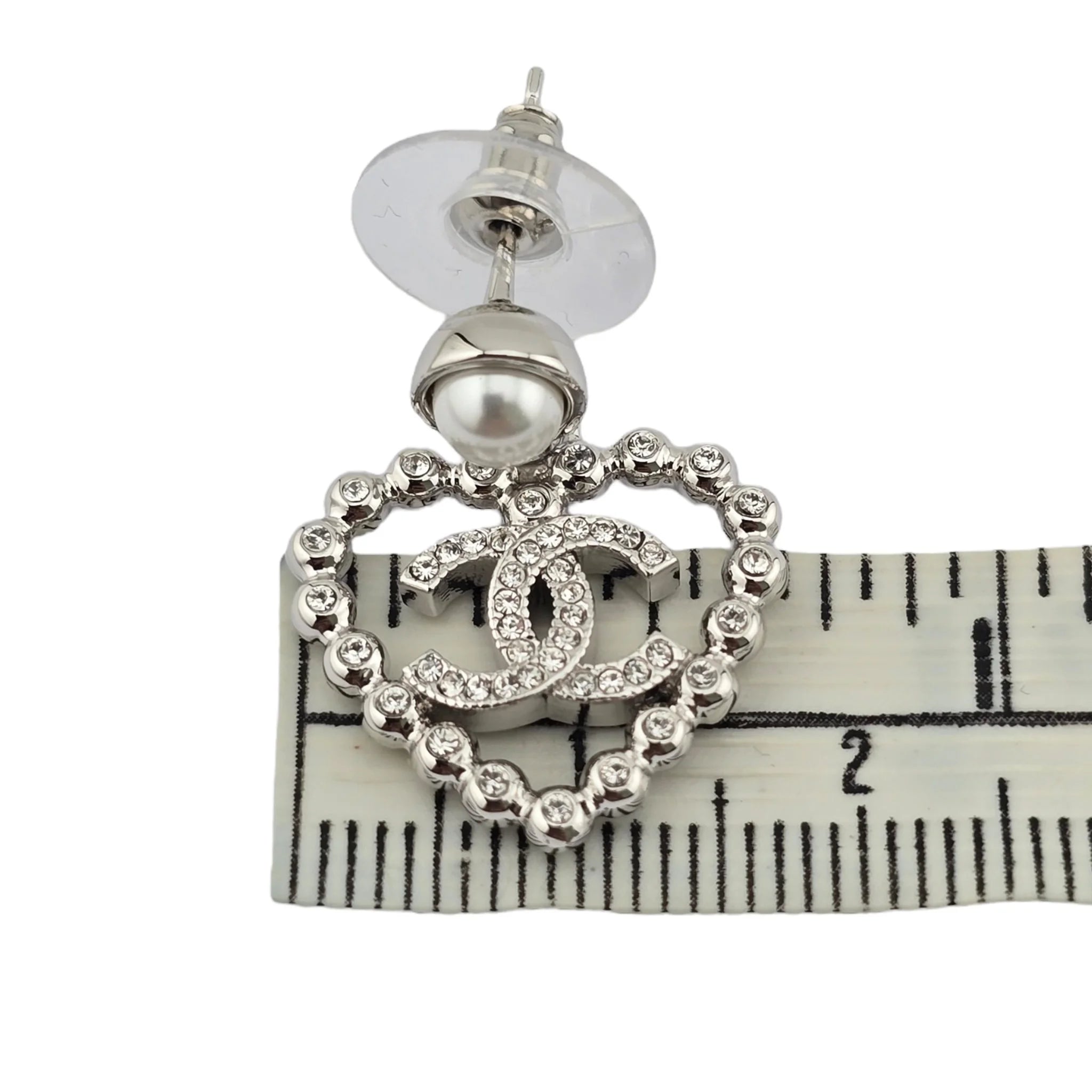 Chanel CC Silver Heart Drop Earrings 2025 CHANEL