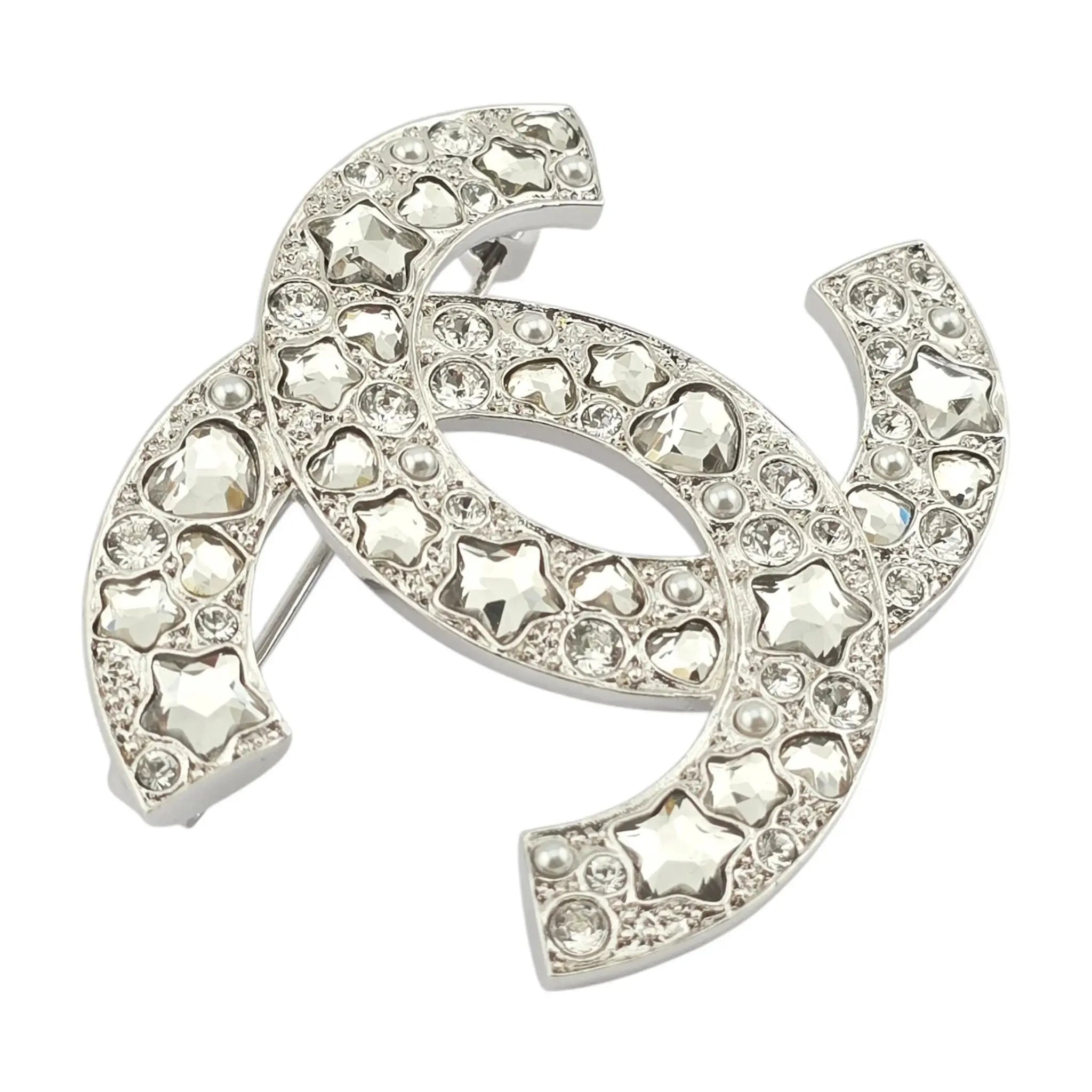 Chanel CC Silver Star Crystal Brooch 2025 CHANEL