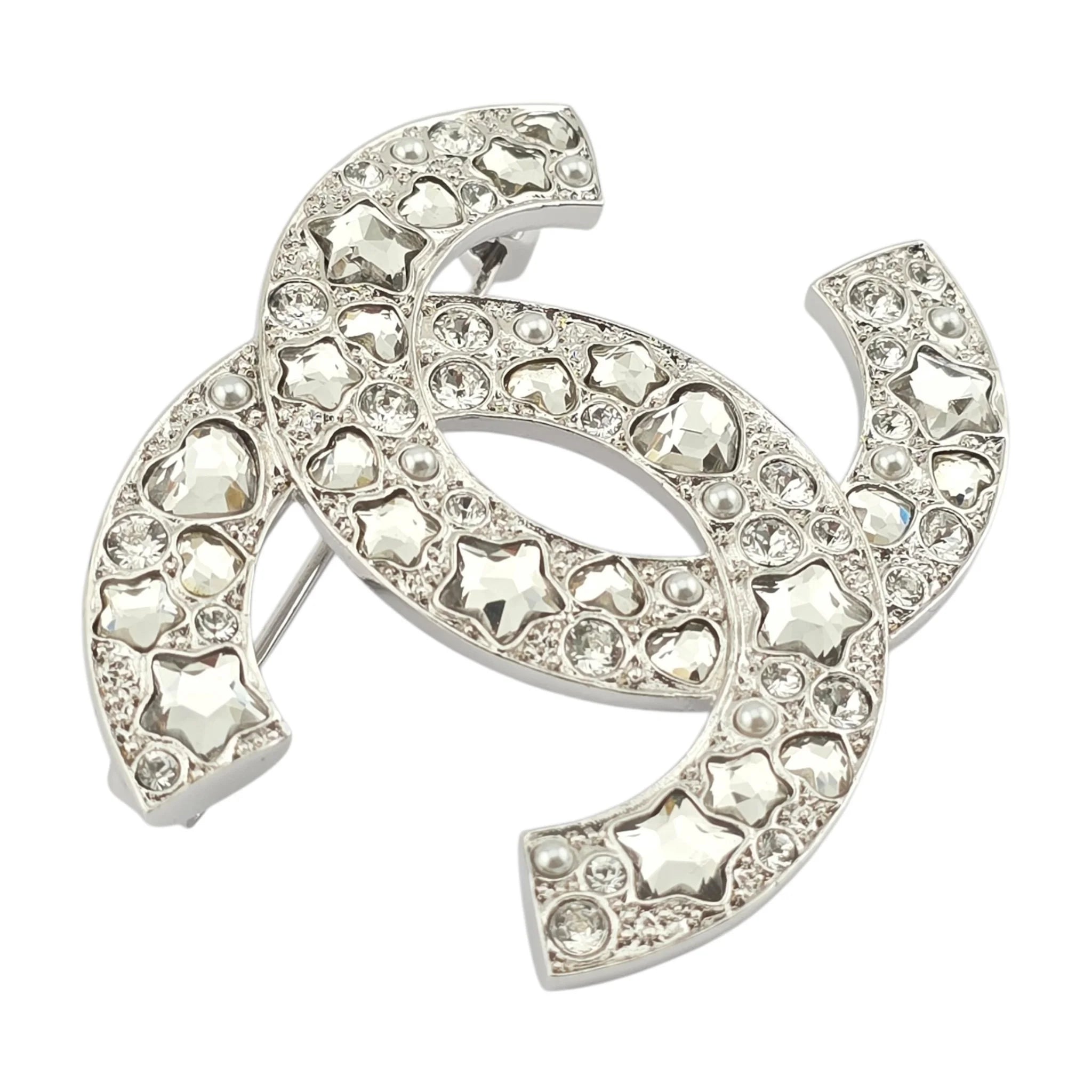 Chanel CC Silver Star Crystal Brooch 2025 CHANEL