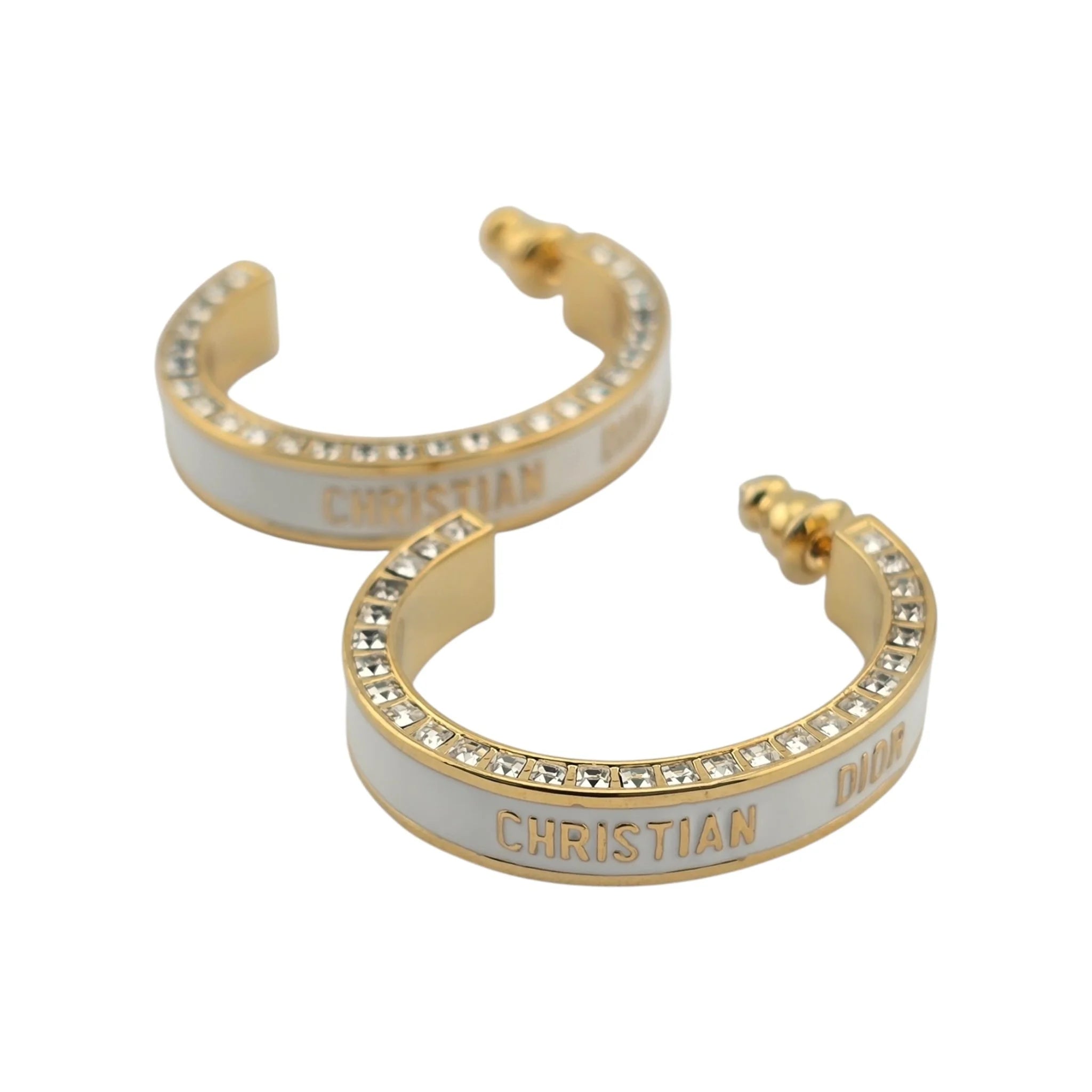 Christian Dior Large Dior Night Code Hoop White Earrings DIOR