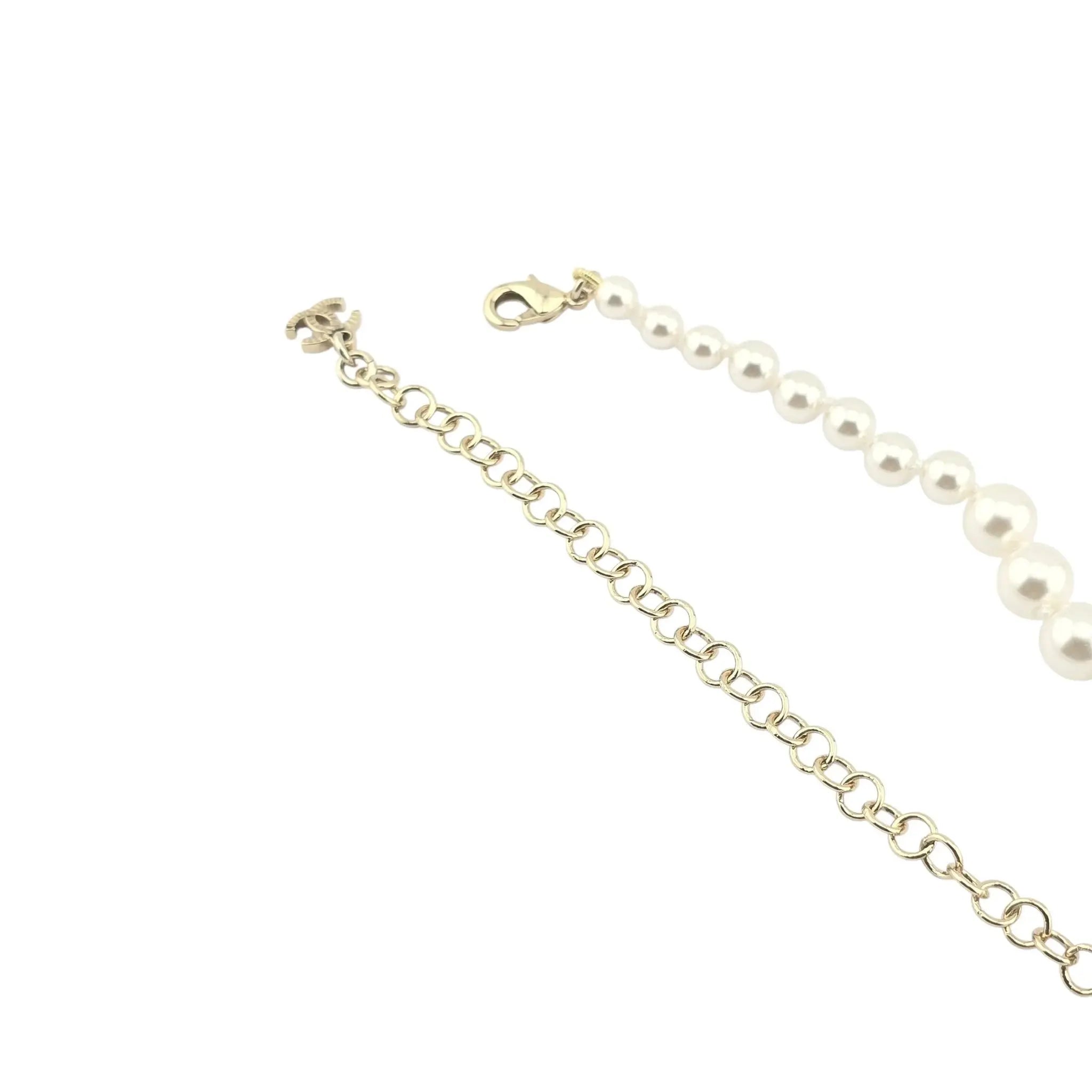 Chanel CC Faux Pearl Gold Necklace 2025 CHANEL