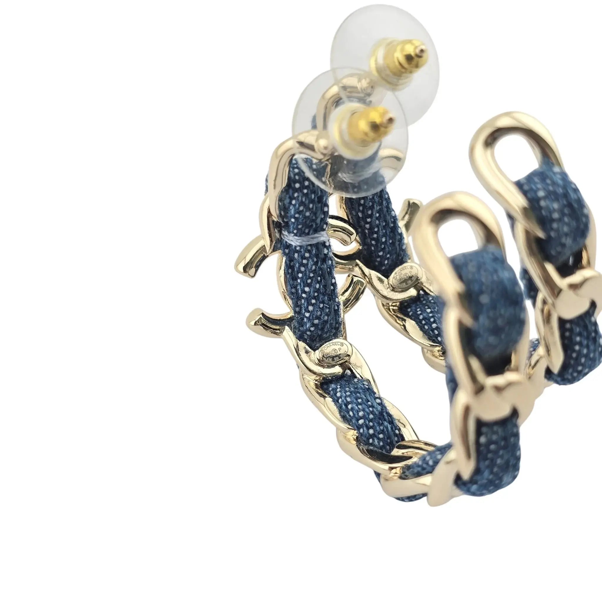 Chanel CC Denim Blue Hoop Earrings 2025 CHANEL