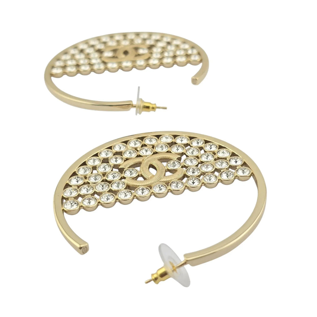 Chanel CC Crystal Gold Hoop Earrings SS23 CHANEL