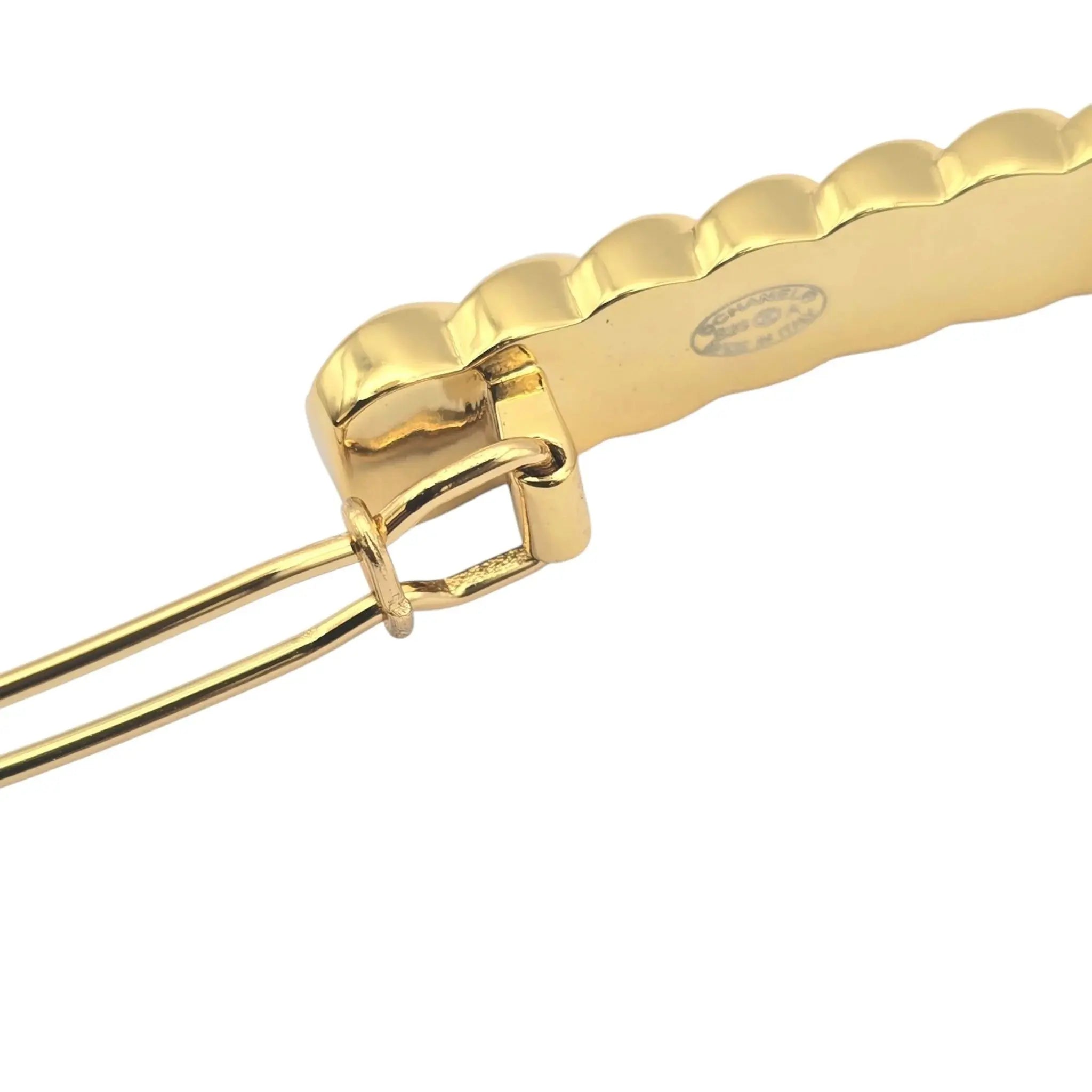 Chanel CC Faux Pearl Gold Hair Barrette Clip B23 CHANEL