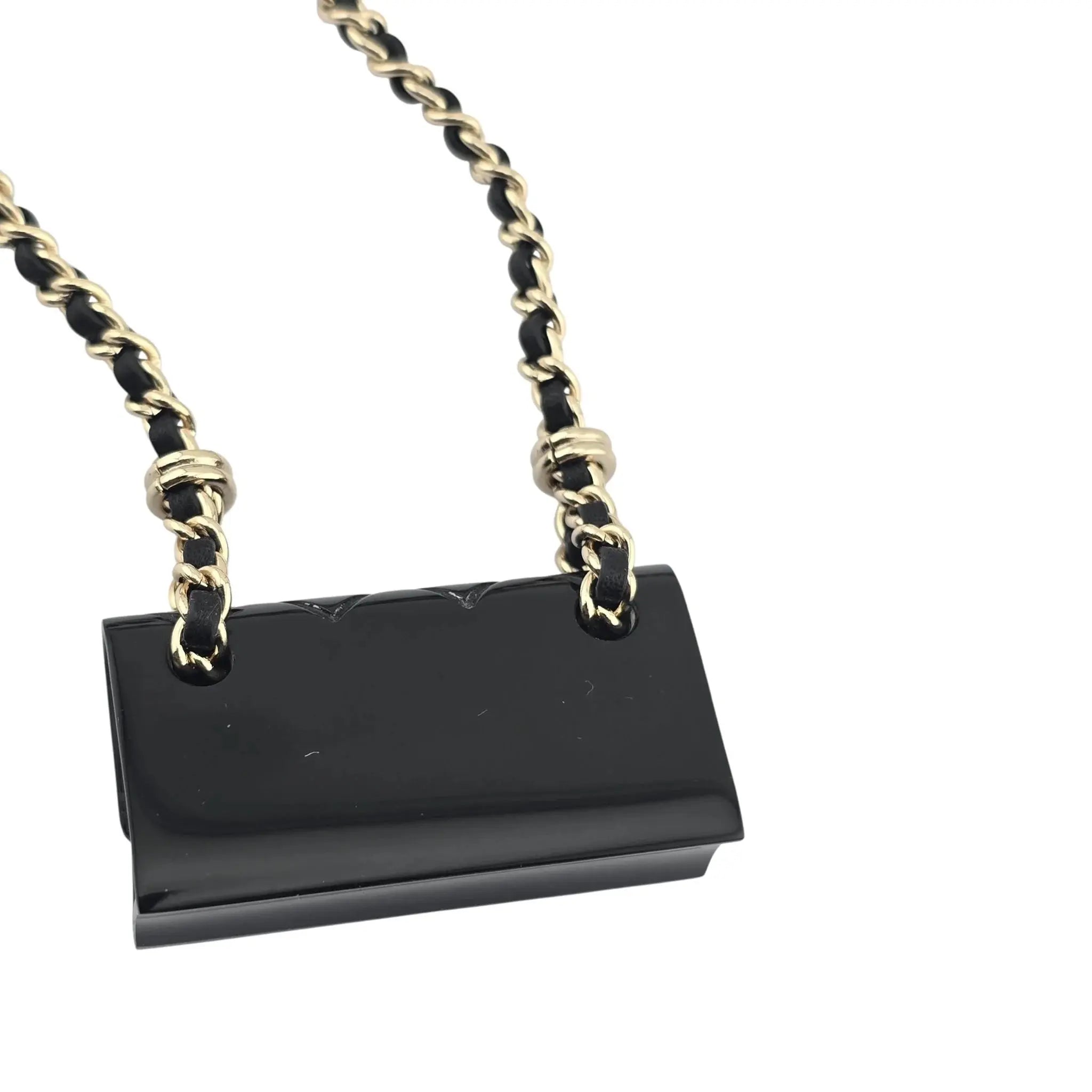 Chanel CC Matelasse Black Resin Bag Necklace 2023 CHANEL