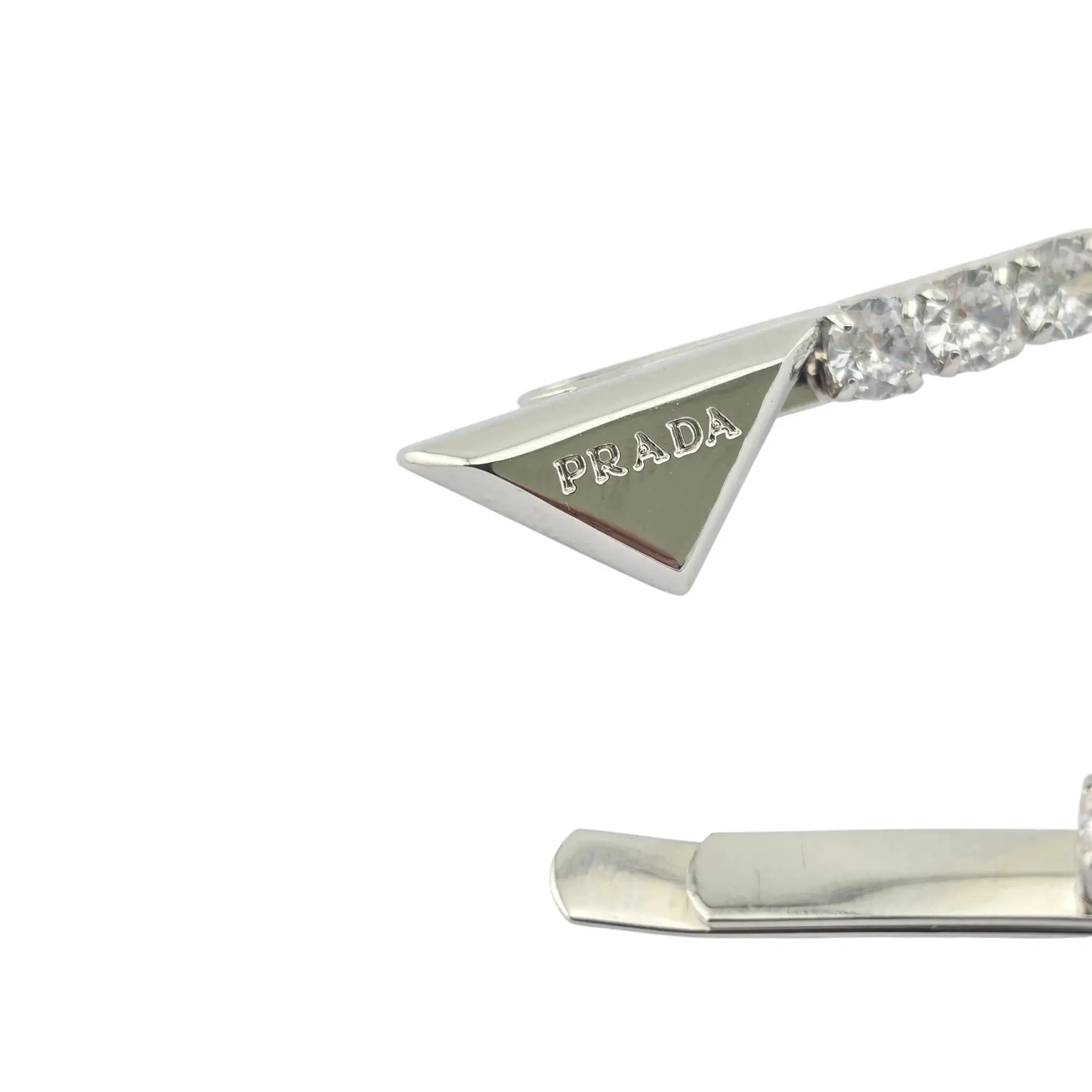 Prada Crystal Embellished Silver Hair Clip PRADA