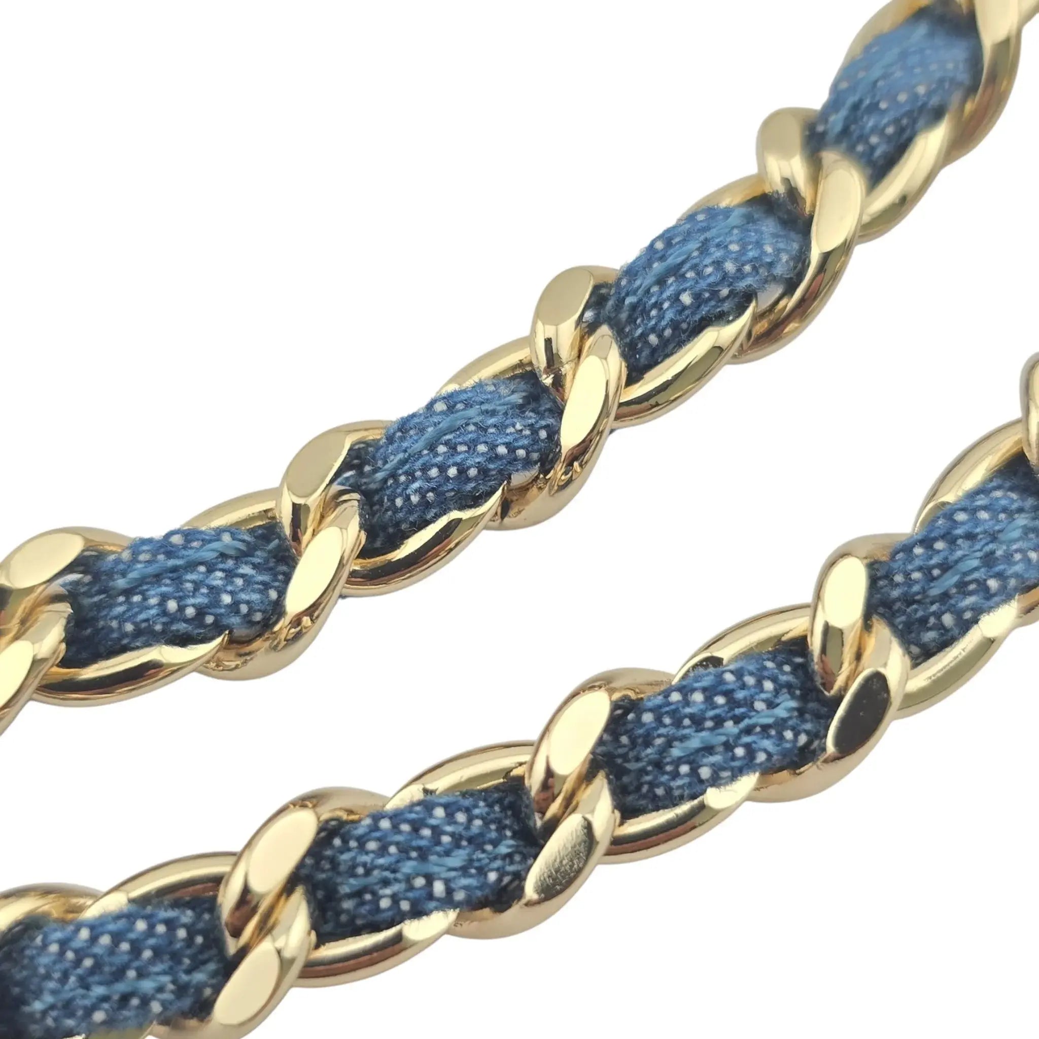 Chanel CC Blue Denim Gold Necklace 2025 CHANEL