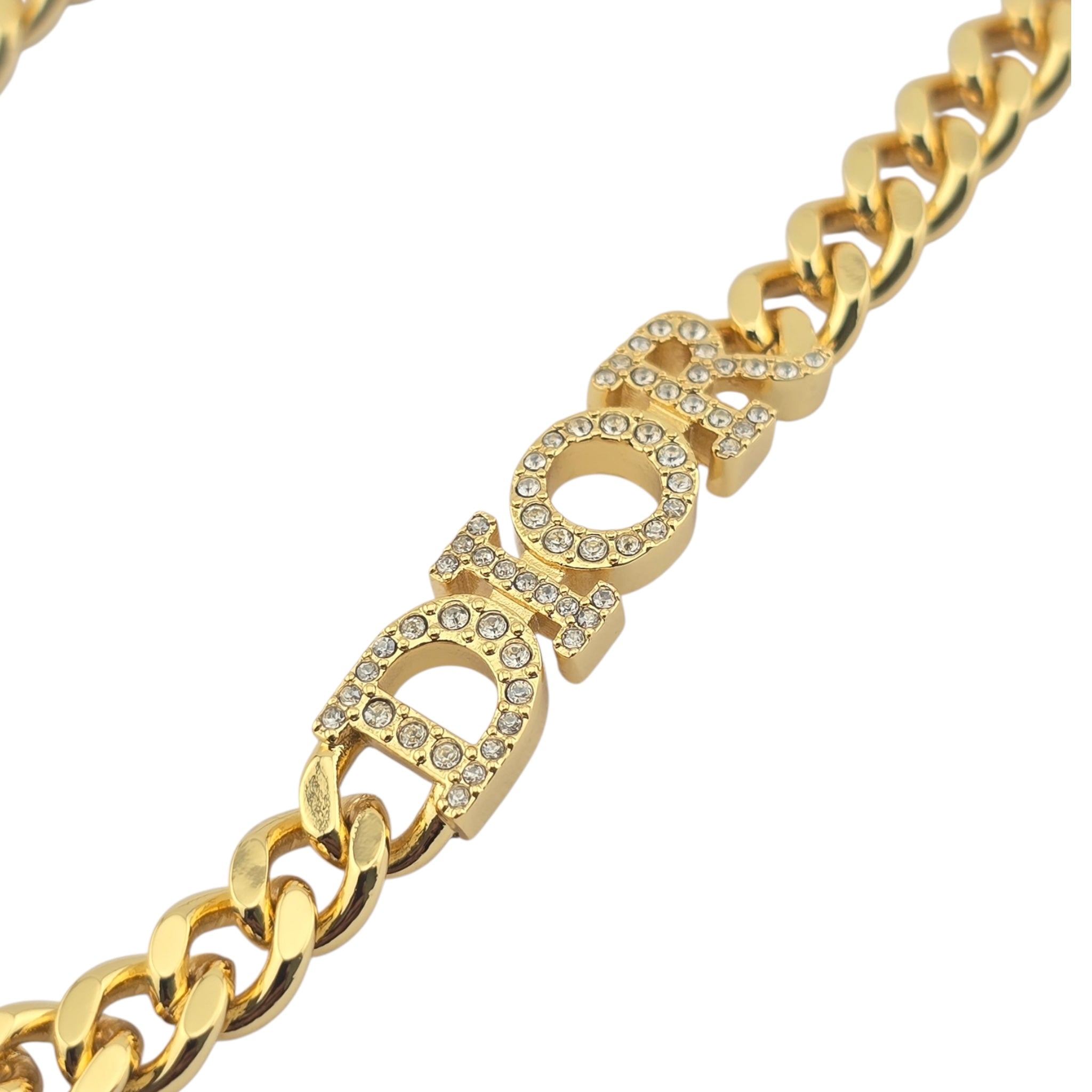 Christian Dior Metal Crystal Dio(r)evolution Choker Necklace Gold DIOR