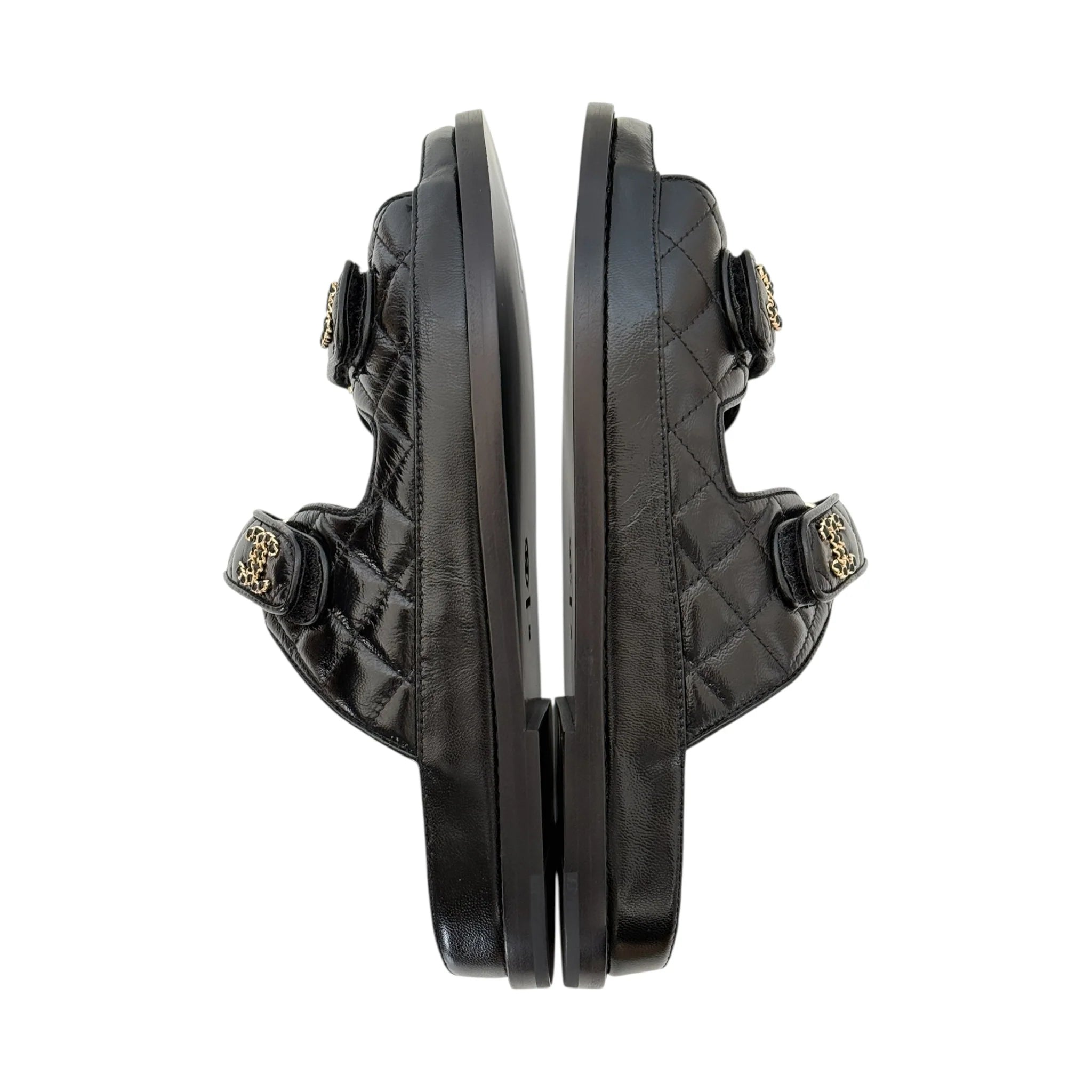Chanel CC Black Lambskin Dad Sandals 24P - 39