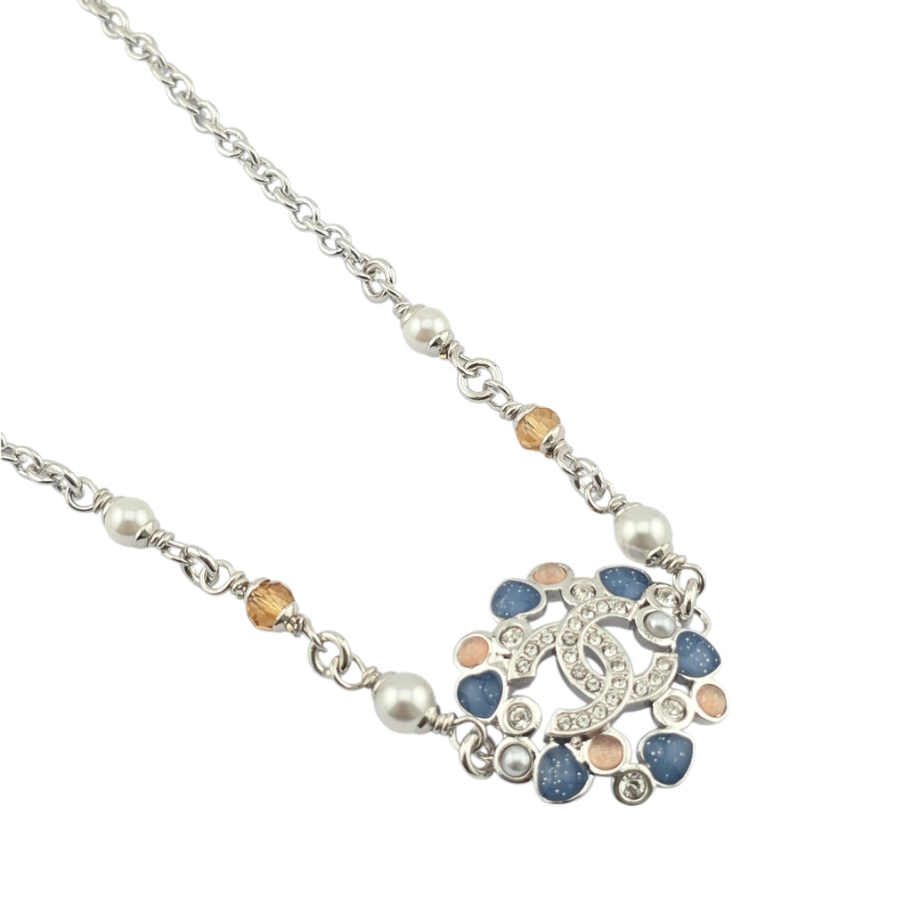 Chanel CC Silver Resin Pendant Necklace 2025 CHANEL