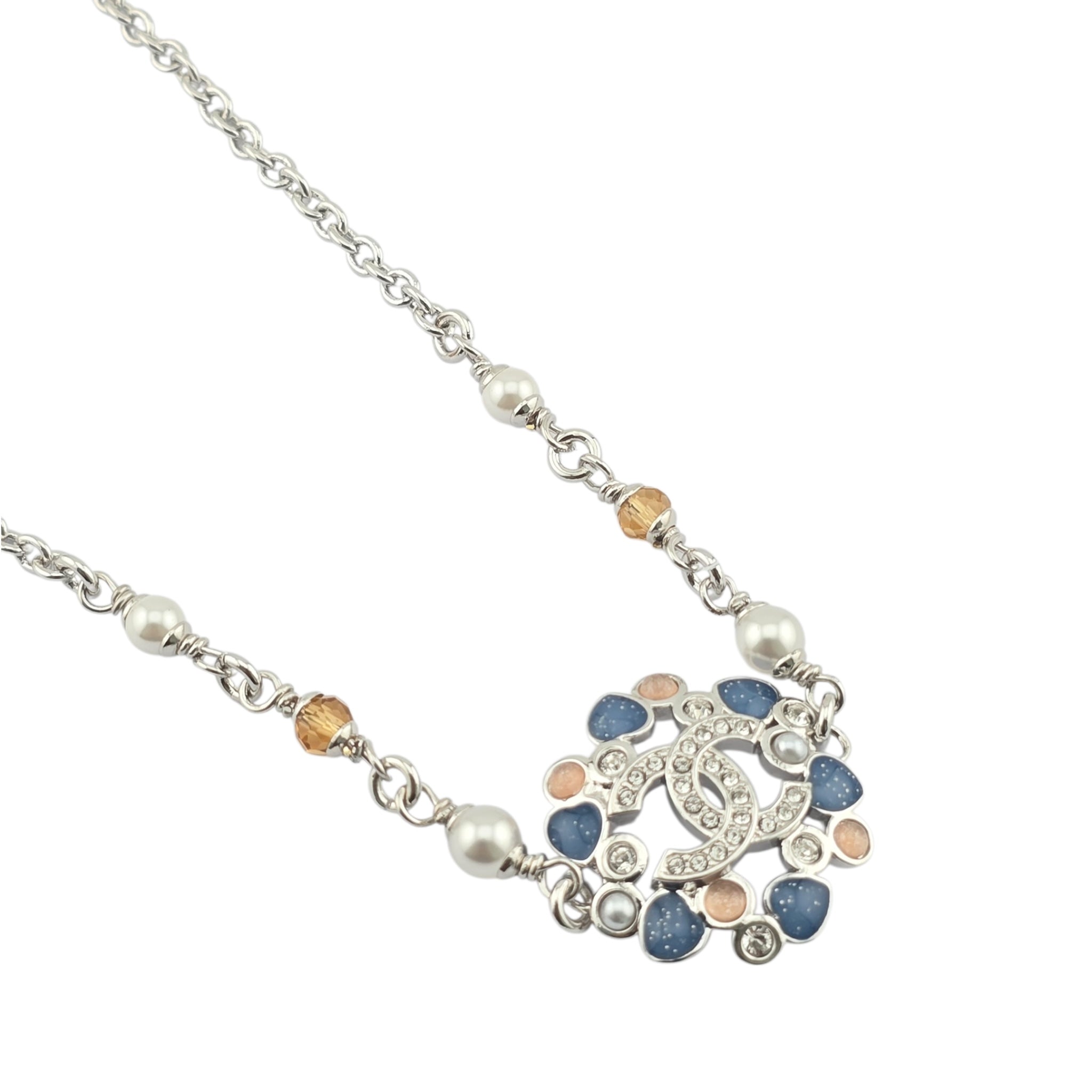 Chanel CC Silver Resin Pendant Necklace 2025 CHANEL