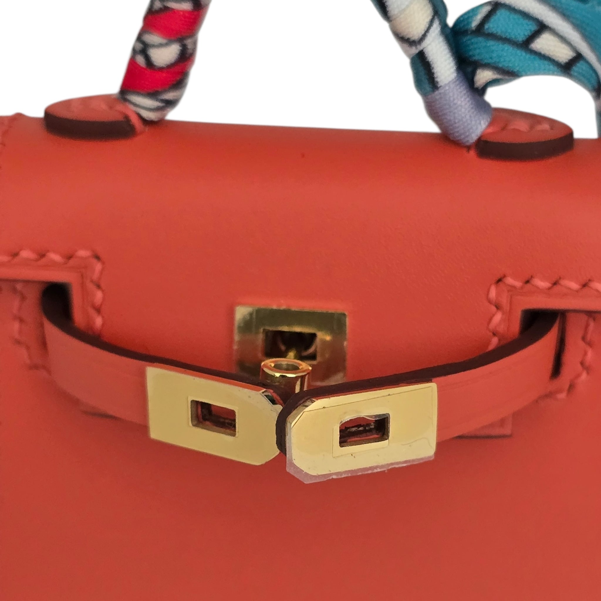 Hermes Tadelakt Mini Kelly Twilly Bag Charm Capucine HERMES