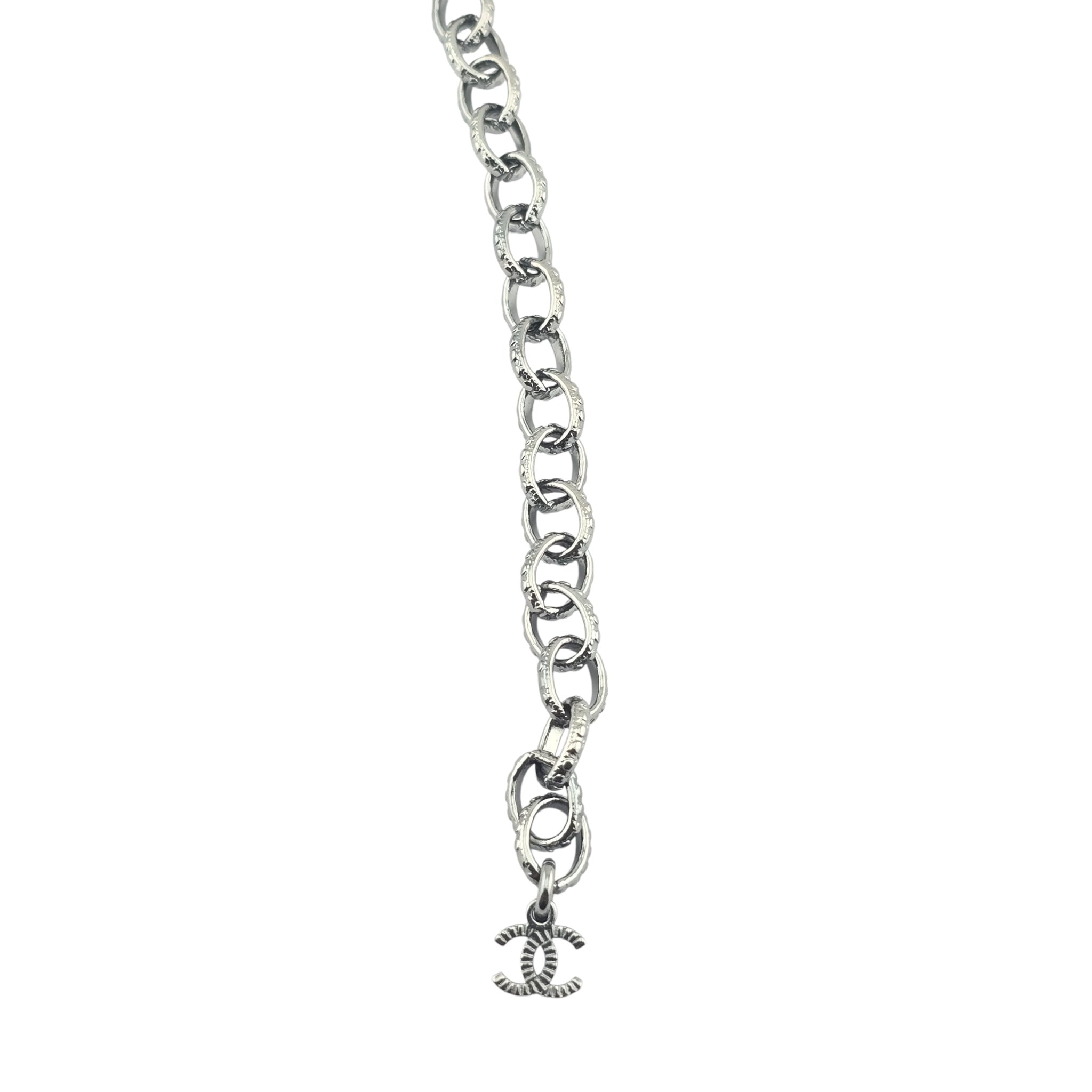 Chanel CC Lambskin Crystal Heart Choker Ruthenium Black CHANEL