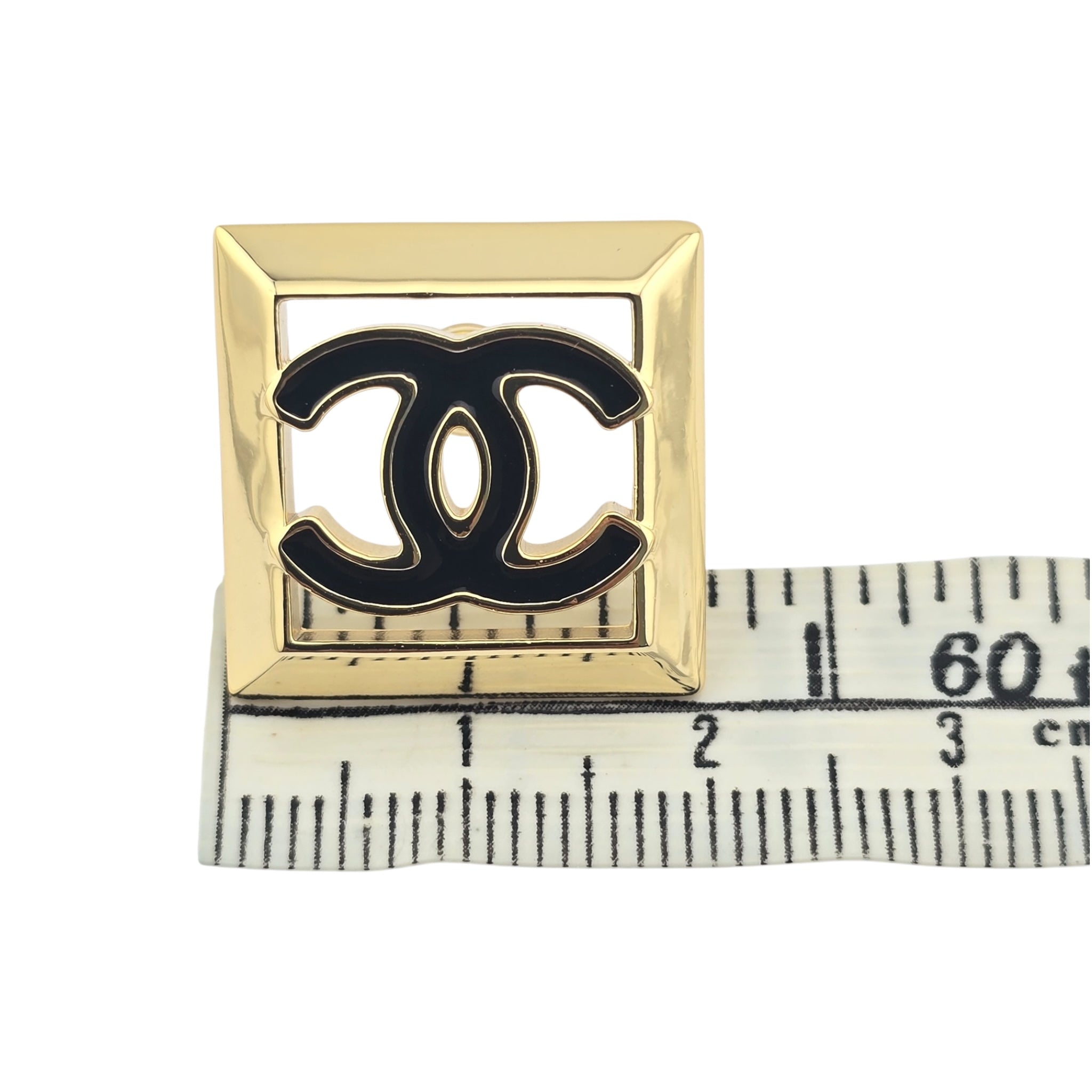 Chanel CC Square Gold Black Earrings 2024 CHANEL