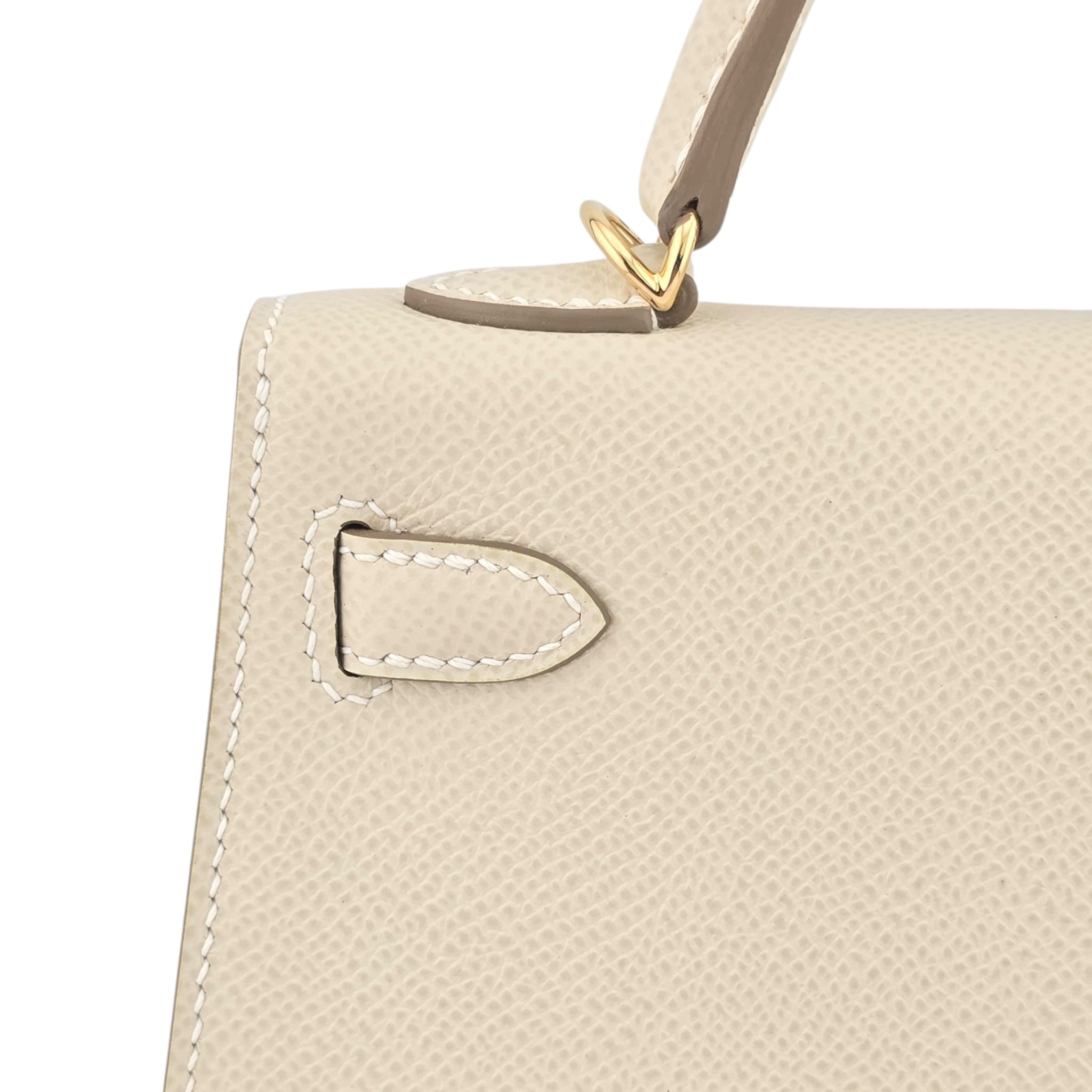 Hermes Mini Kelly II Epsom Craie Gold Hardware Bag HERMES