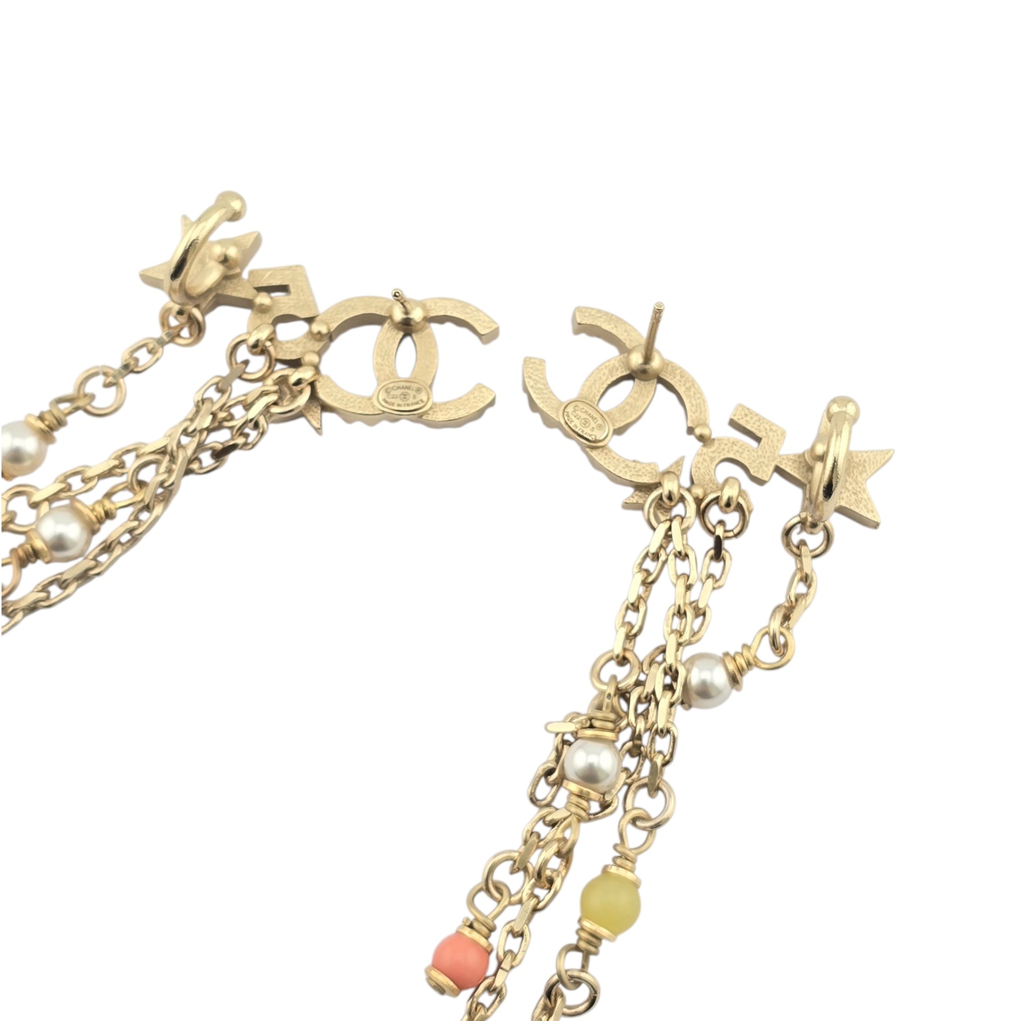 Chanel CC Gold Multi Chain Drop Earrings 2022 CHANEL