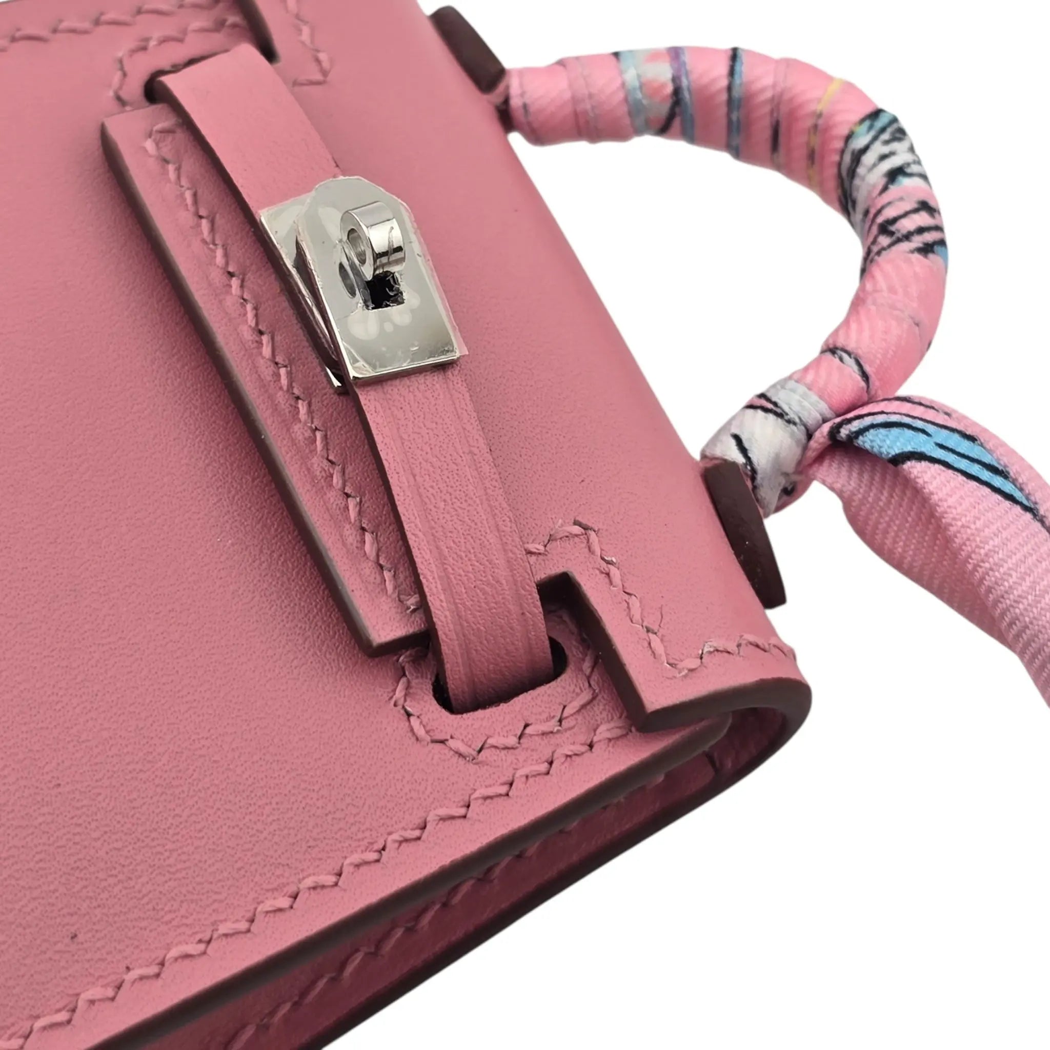 Hermes Rose Sakura Tadelakt Mini Kelly Twilly Bag Charm Palladium Hardware HERMES