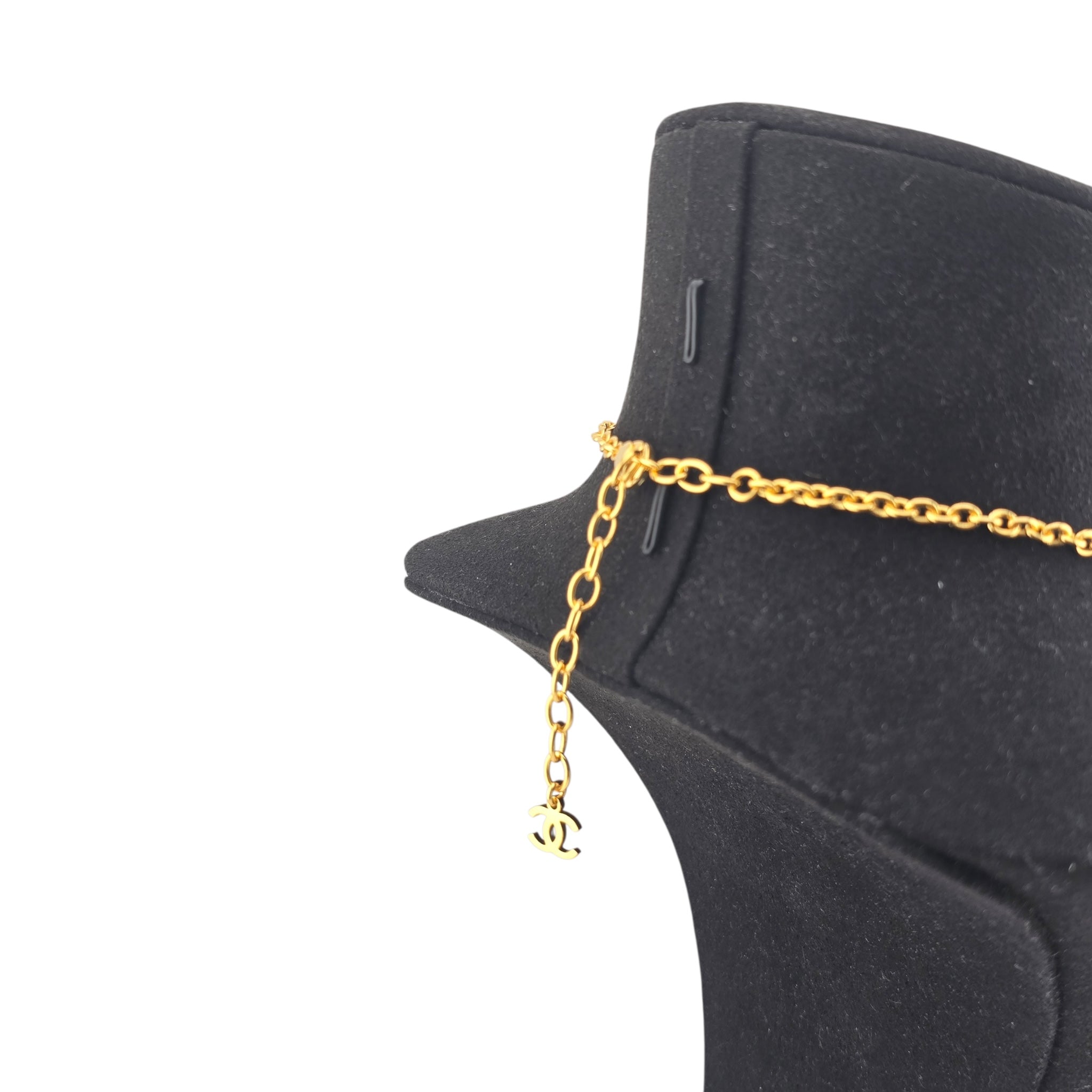 Chanel CC Gold Black Heart Leaf Necklace 2025