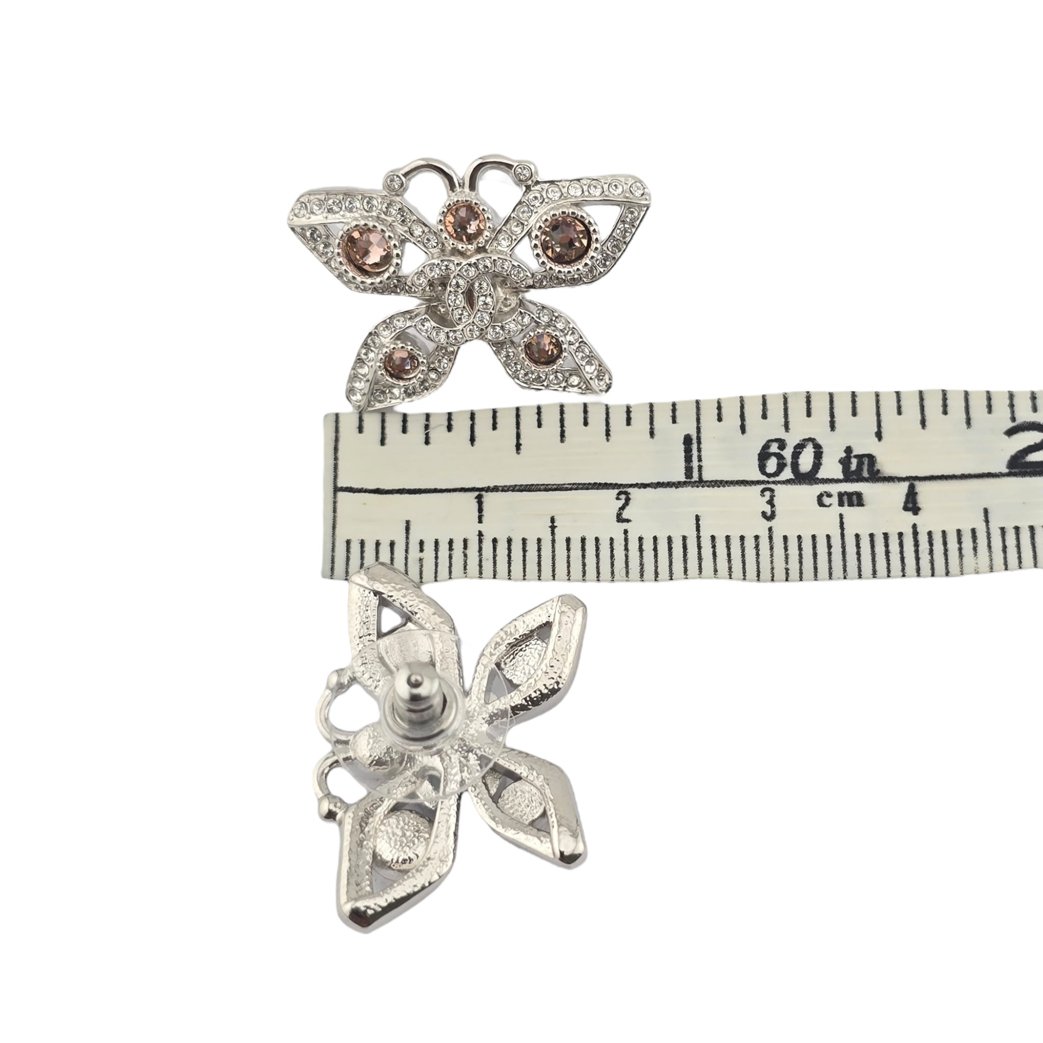 Chanel CC Butterfly Silver Crystal Bracelet B25
