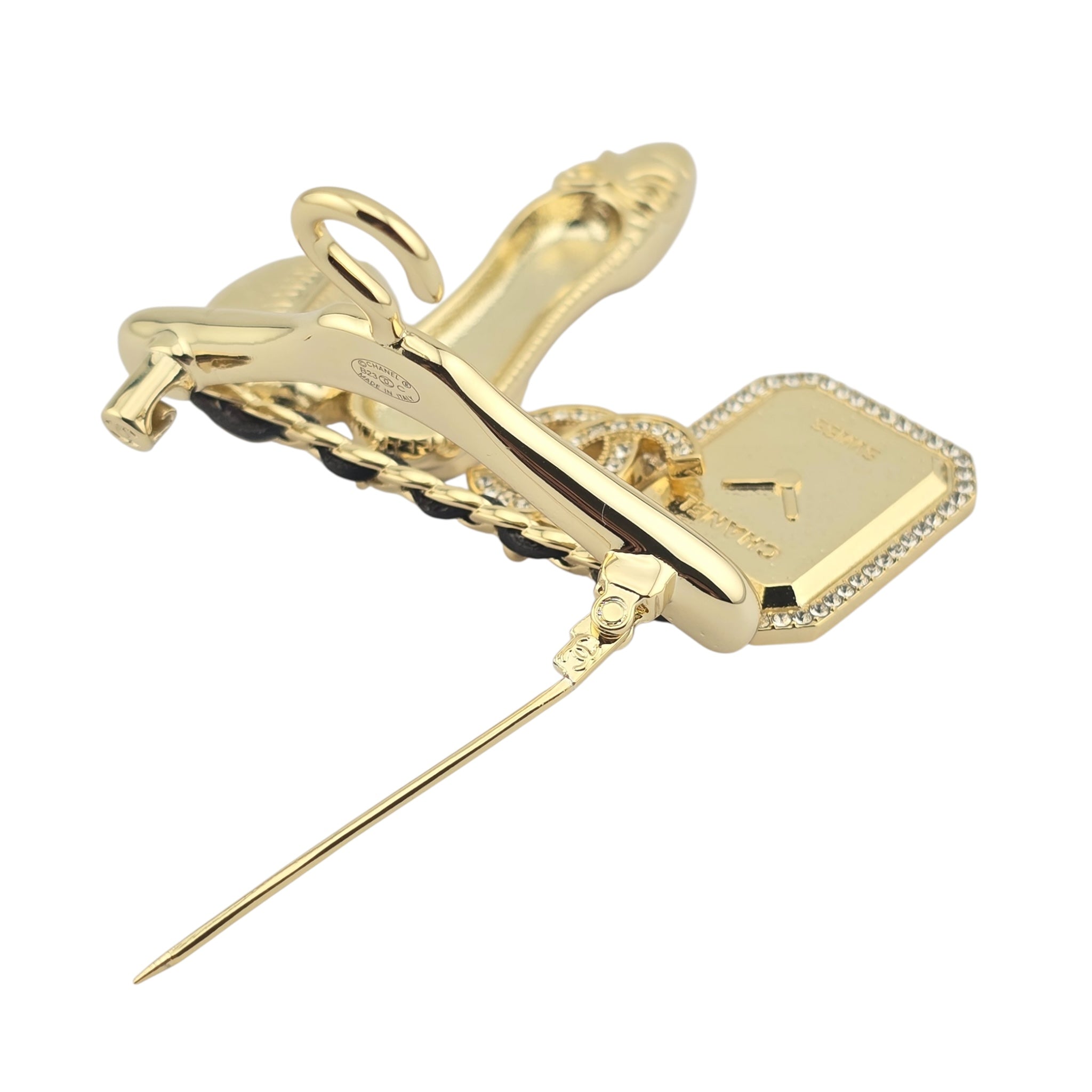 Chanel CC Crystal Charms Hanger Brooch Gold Black 2023