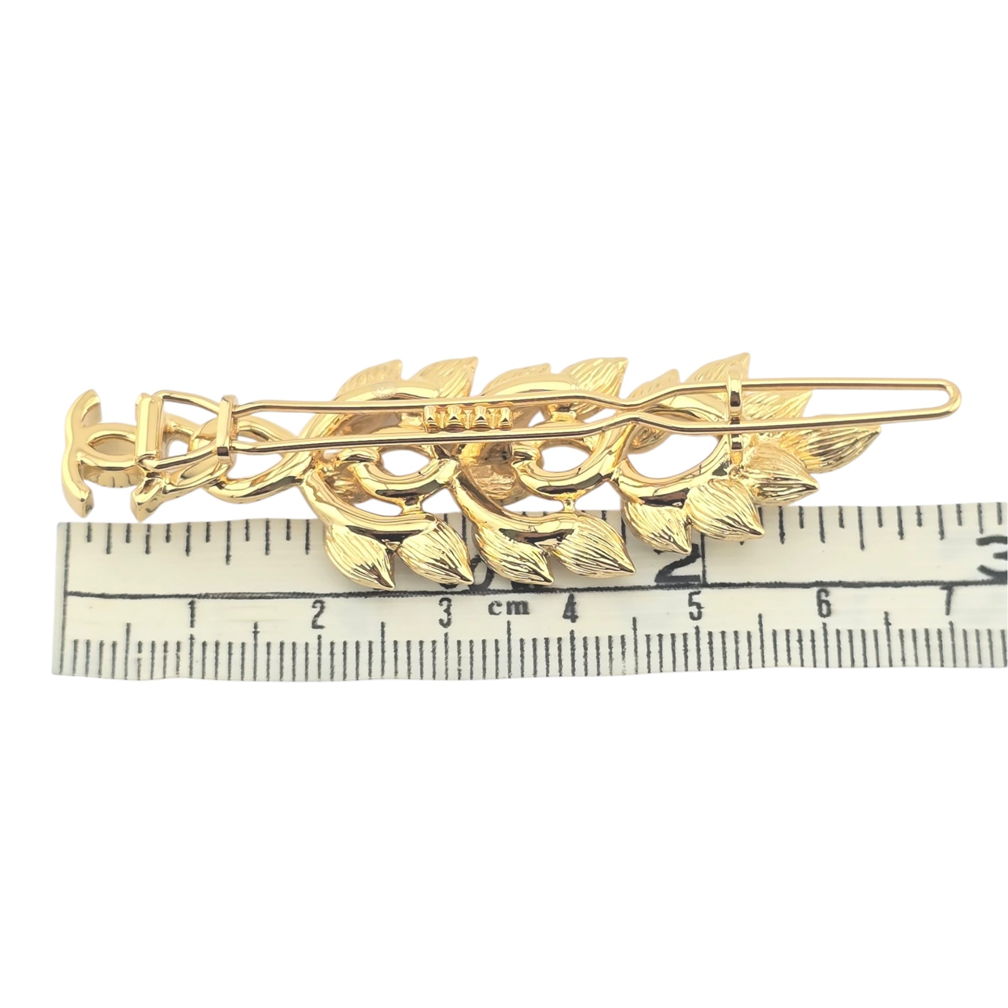 Chanel CC Gold Crystal Leaf Hair Pin 2022