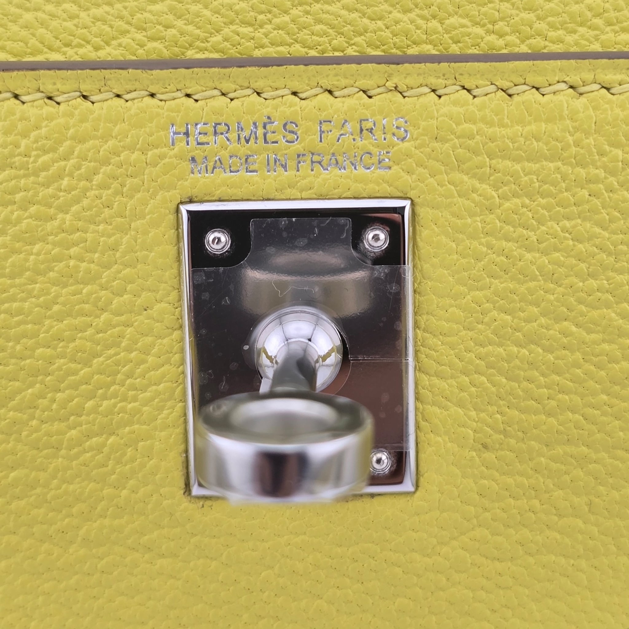 Hermes Mini Kelly II Chèvre Lime Palladium Hardware