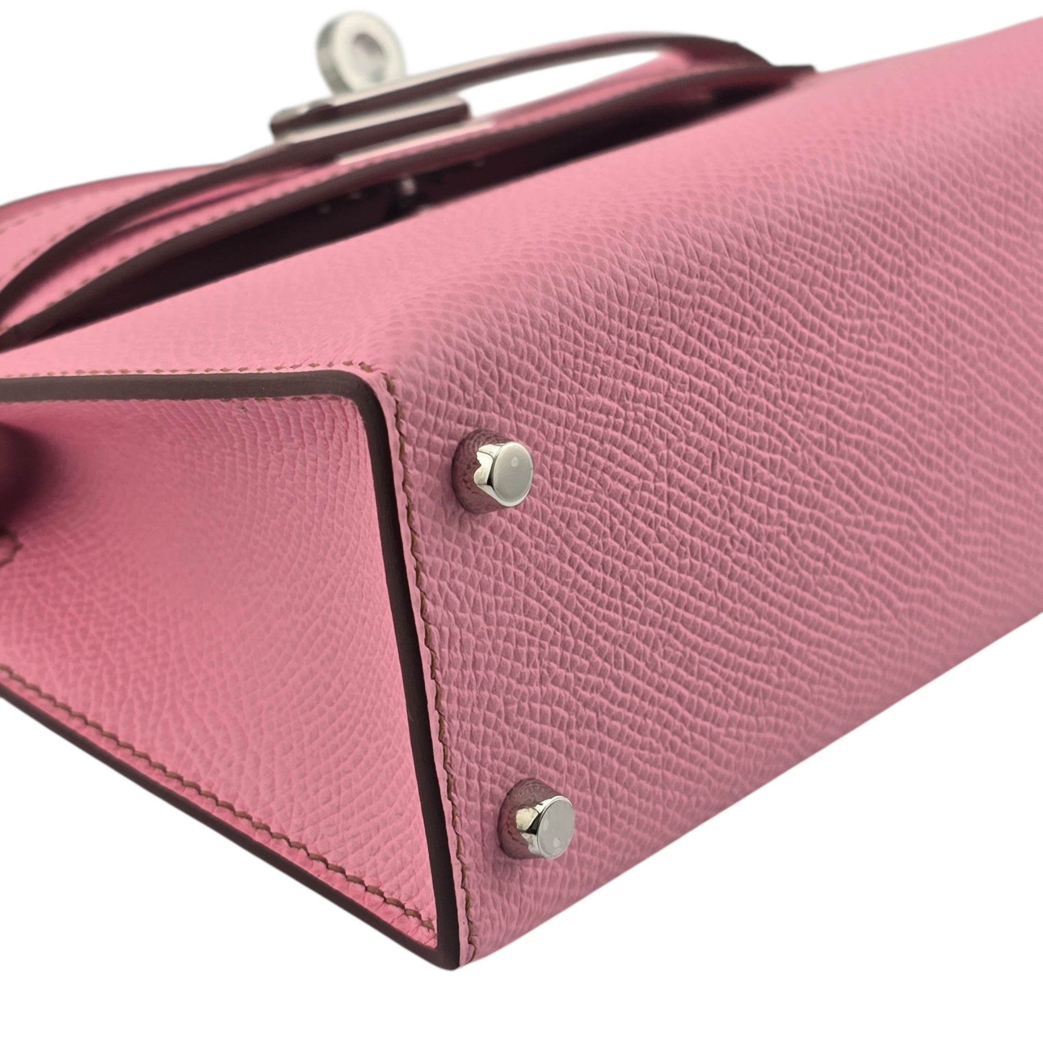 Hermes Mini Kelly II Epsom 5P Bubblegum Pink Palladium Hardware Bag
